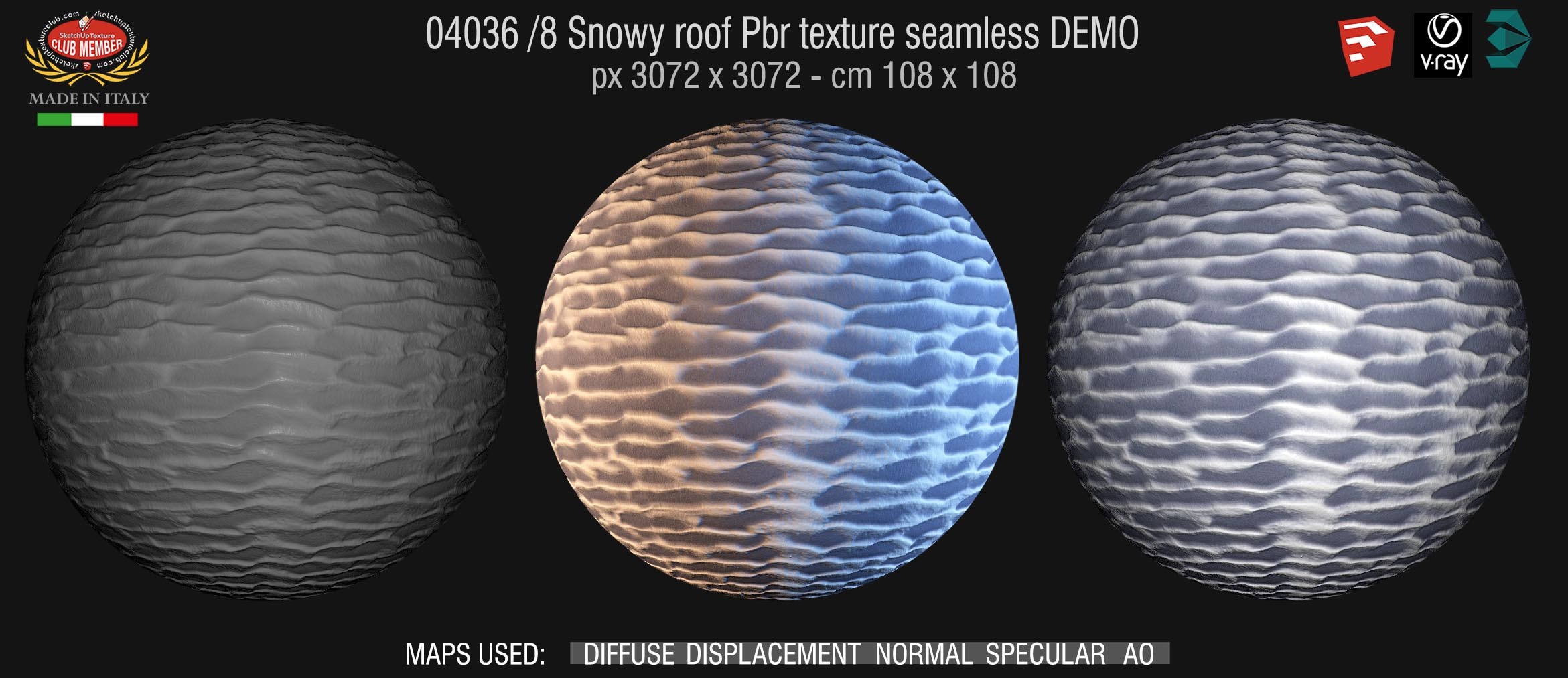 04036 /8 Snowy roof Pbr texture seamless DEMO