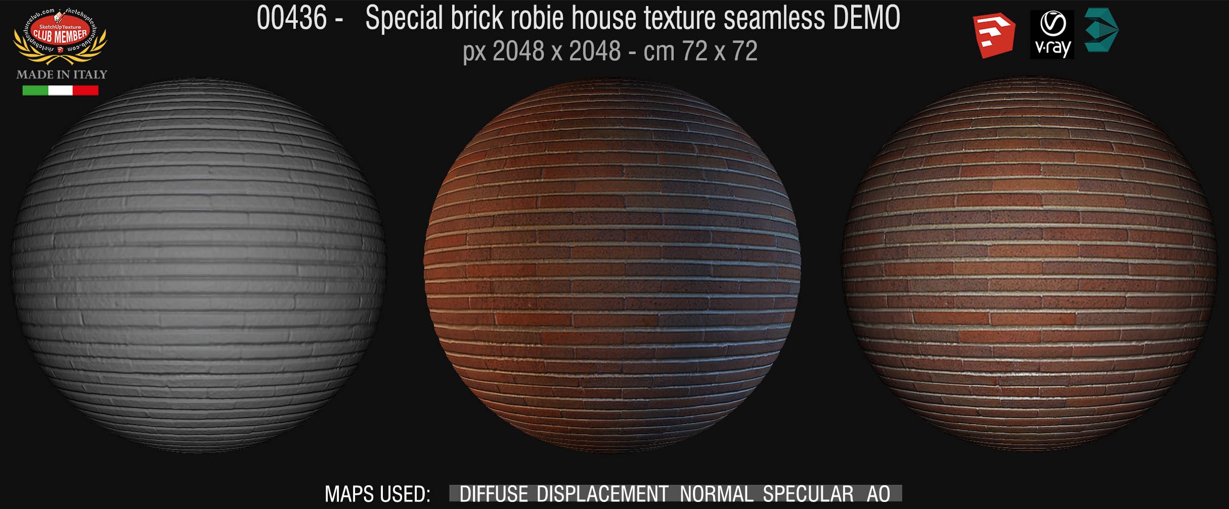 00436 special brick robie house texture seamless + maps DEMO