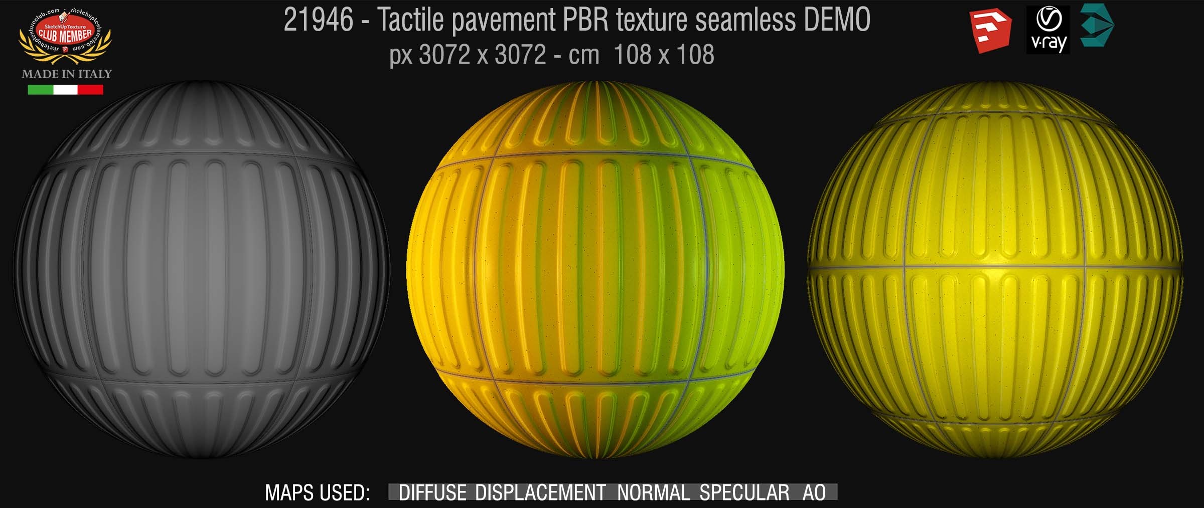 21946 Tactile pavement PBR texture seamless DEMO