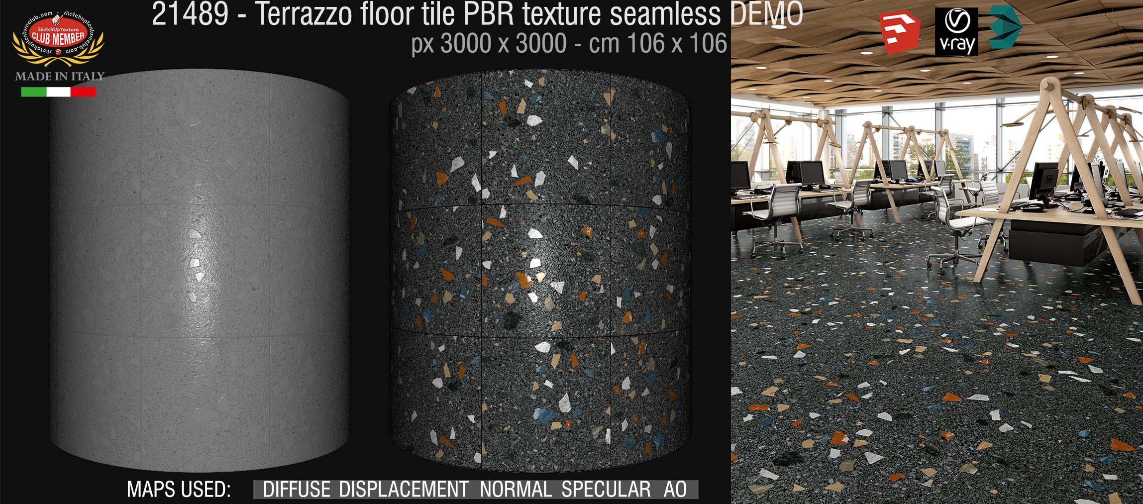 21489 terrazzo floor tile PBR texture seamless DEMO