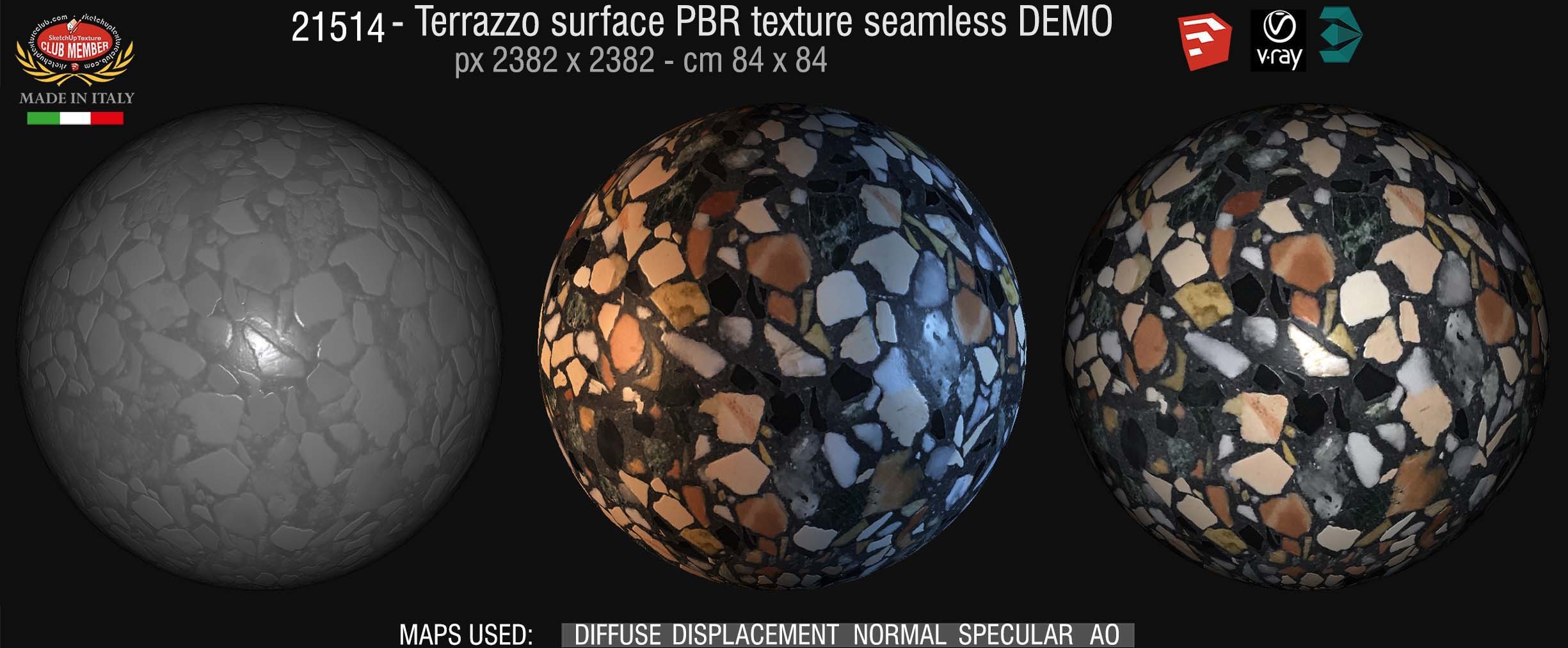 Terrazzo surface PBR texture seamless 21514