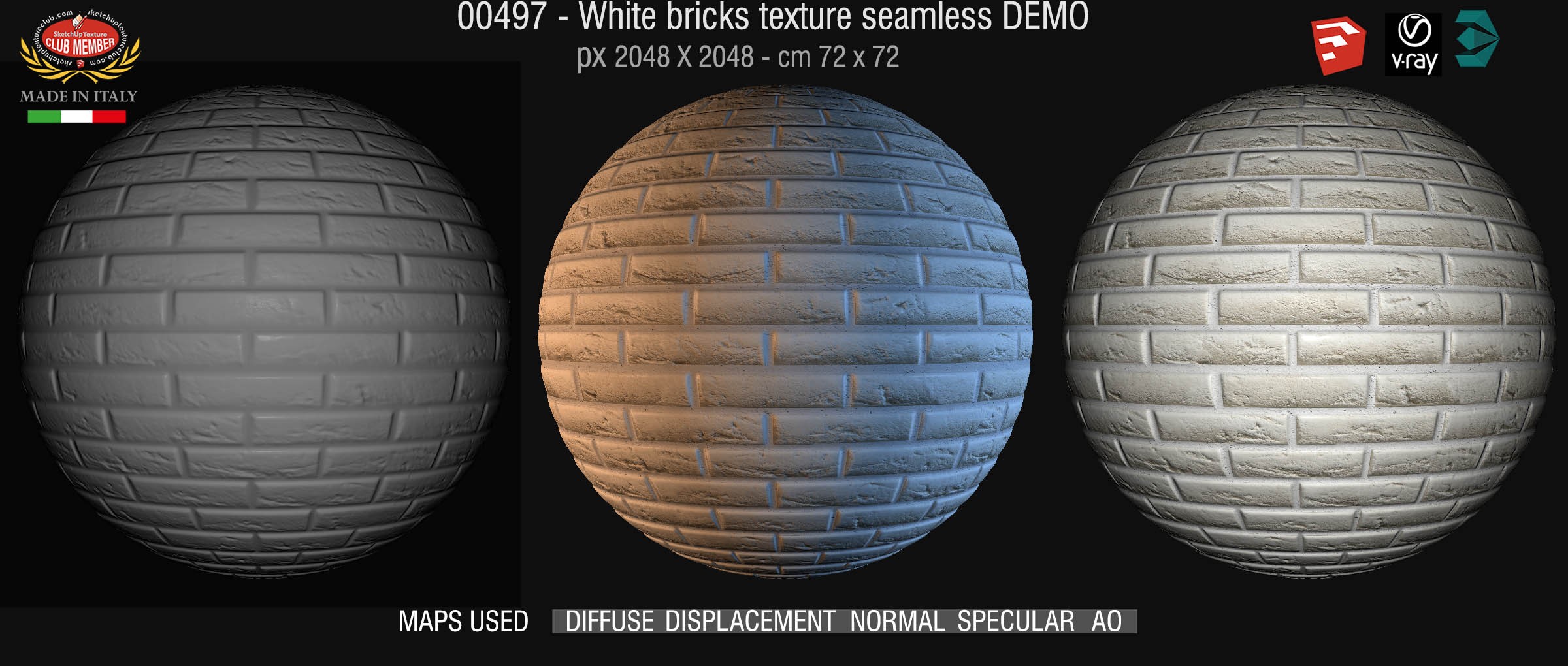 00497 White bricks texture seamless + maps DEMO
