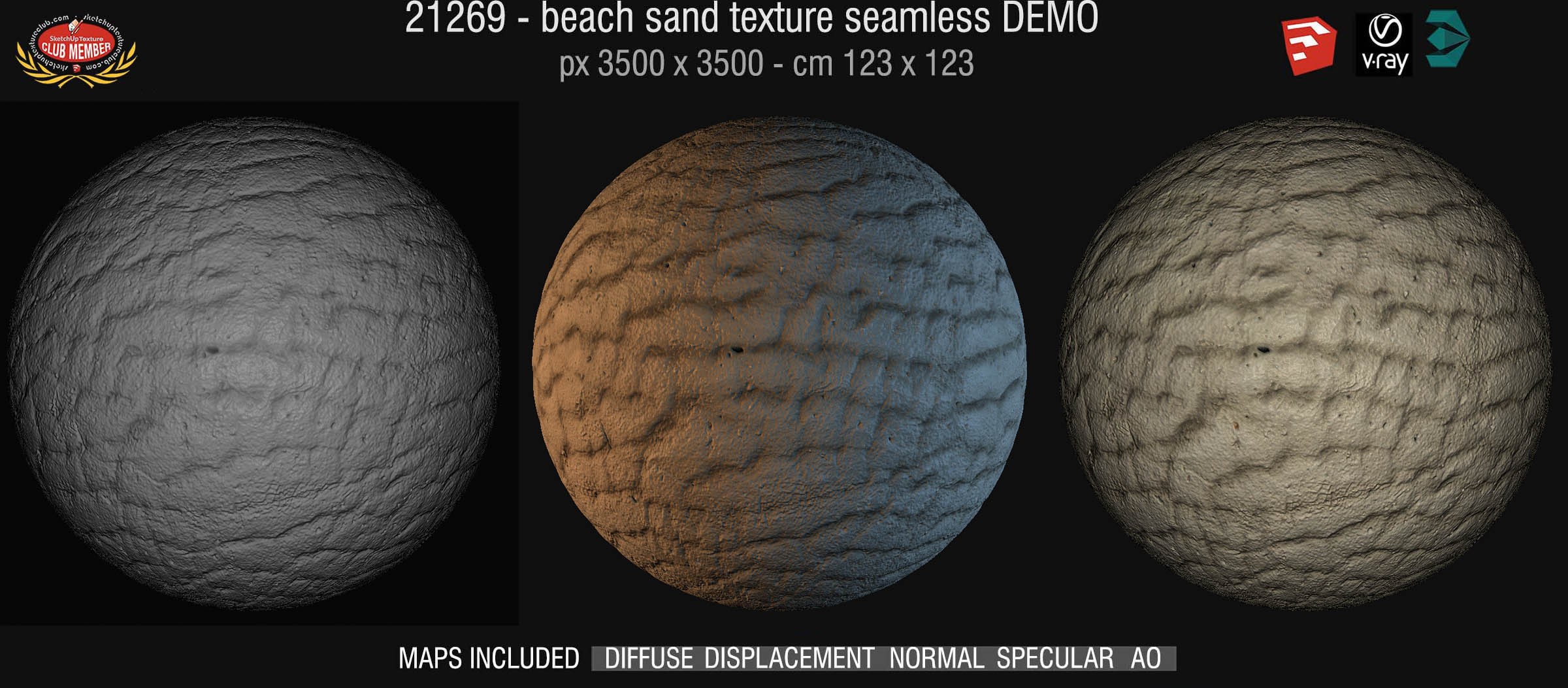 21269 Beach sand texture + maps DEMO