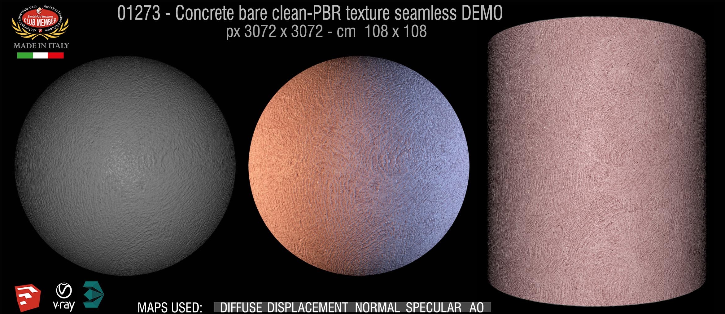 01273 Concrete bare clean-PBR texture seamless DEMO
