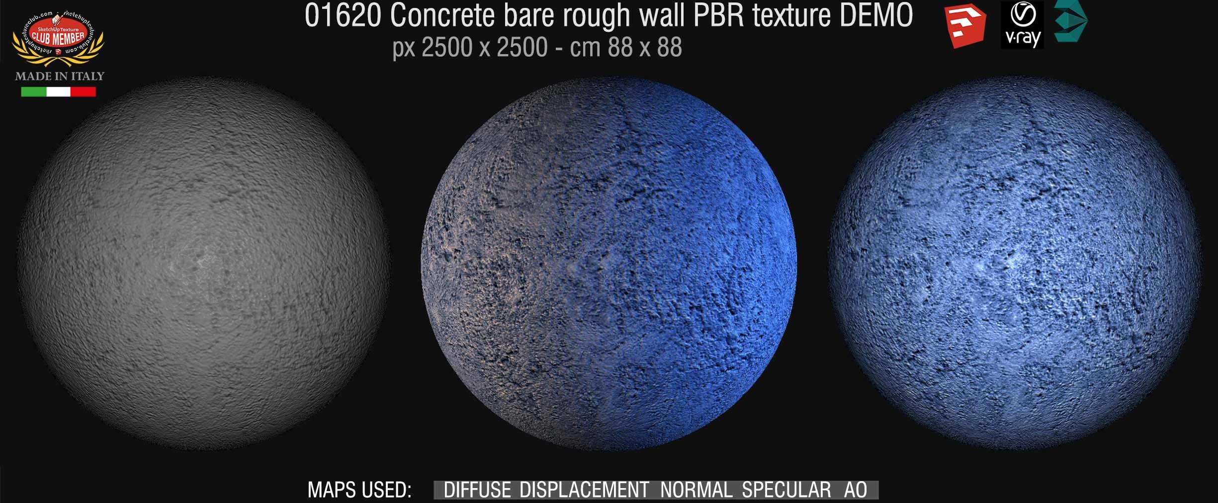 01620 Concrete bare rough wall PBR texture seamless DEMO