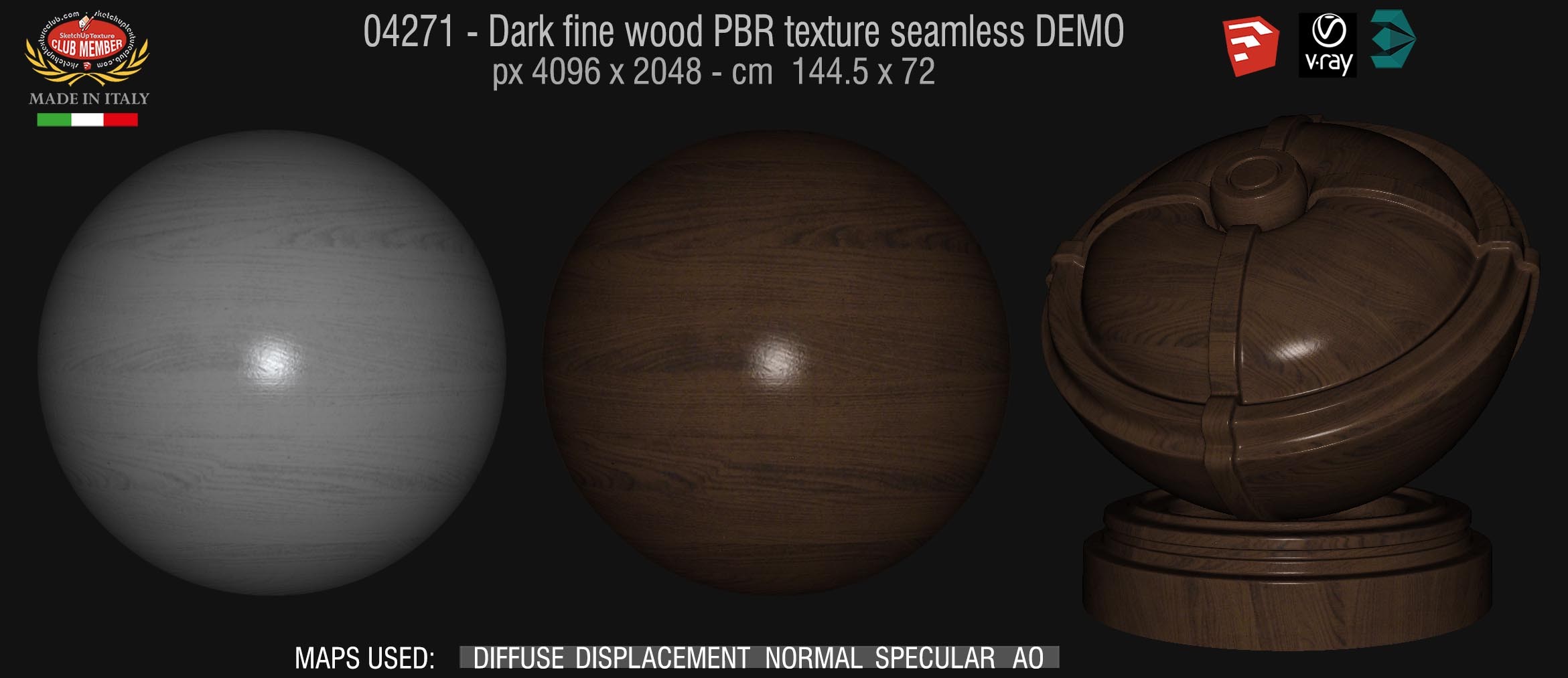 04271 Dark fine wood PBR texture seamless DEMO