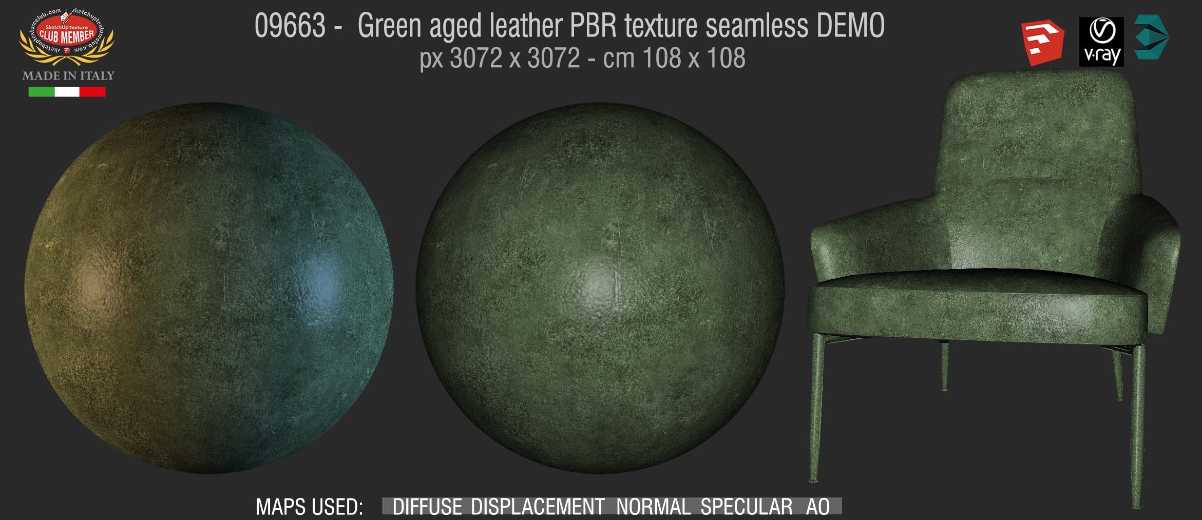 09663 Aged natural leather PBR texture seamless DEMO