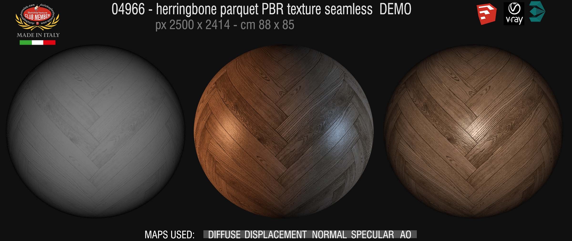 04966 Herringbone parquet PBR texture seamless DEMO
