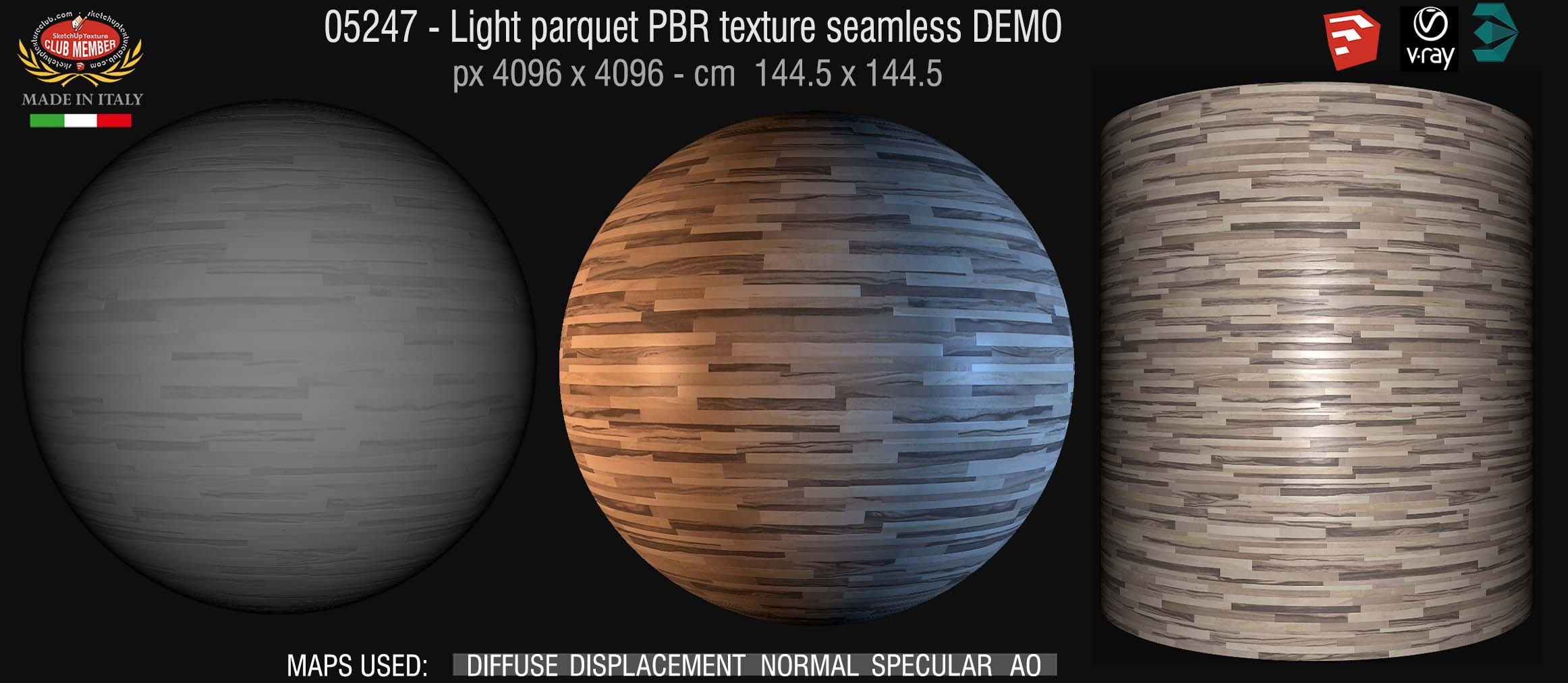 05247 Light parquet PBR texture seamless DEMO