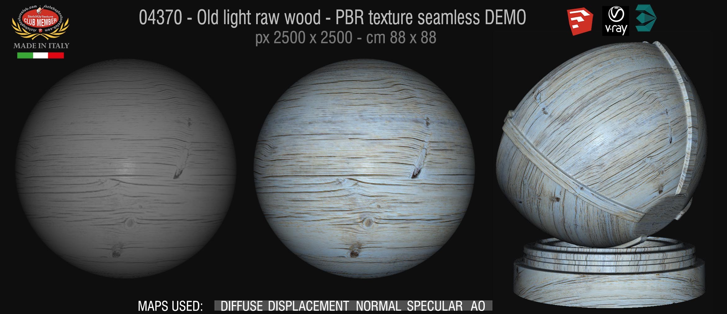 04370 Old light raw wood - PBR texture seamless DEMO