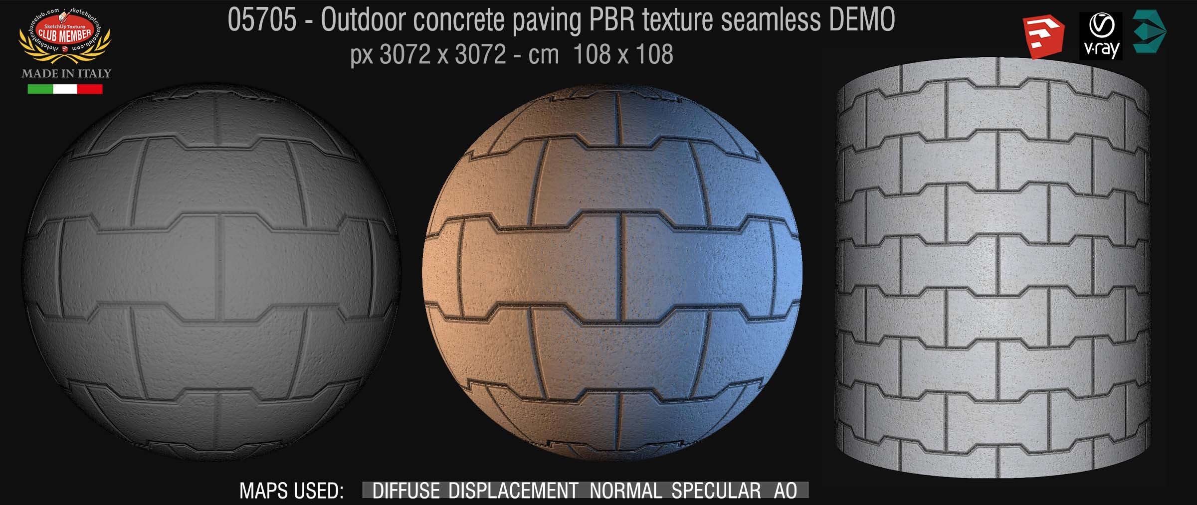 05705 Outdoor concrete Paving PBR texture seamless DEMO