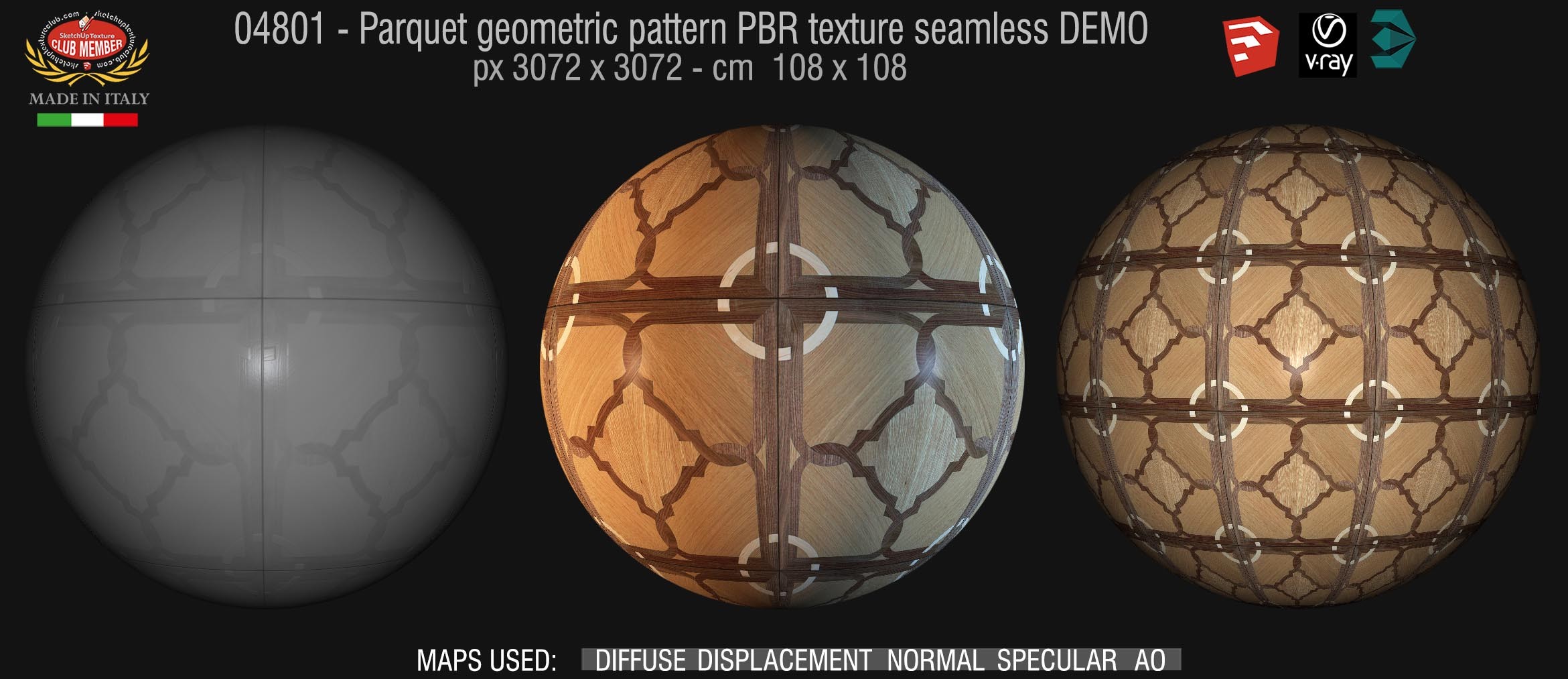 04801 Parquet geometric pattern PBR texture seamless DEMO