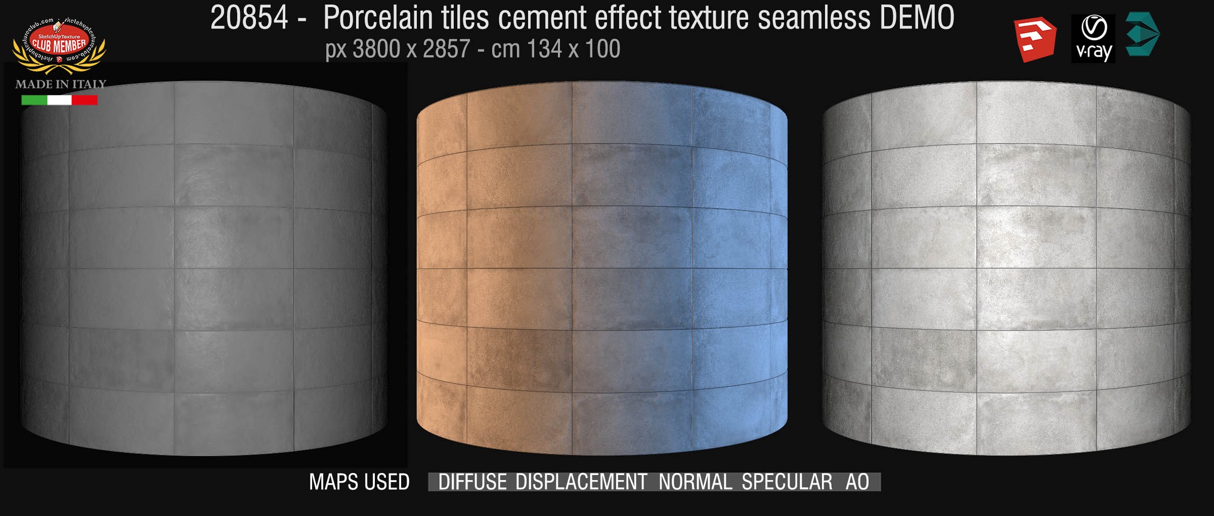 20854 HR Porcelain tiles cement effect texture seamless + maps DEMO