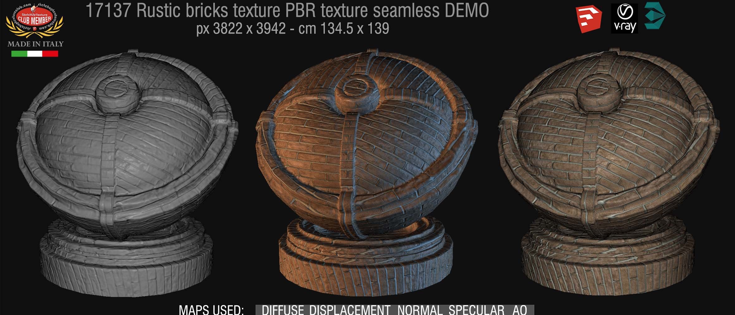 17137 Rustic bricks PBR texture seamless DEMO