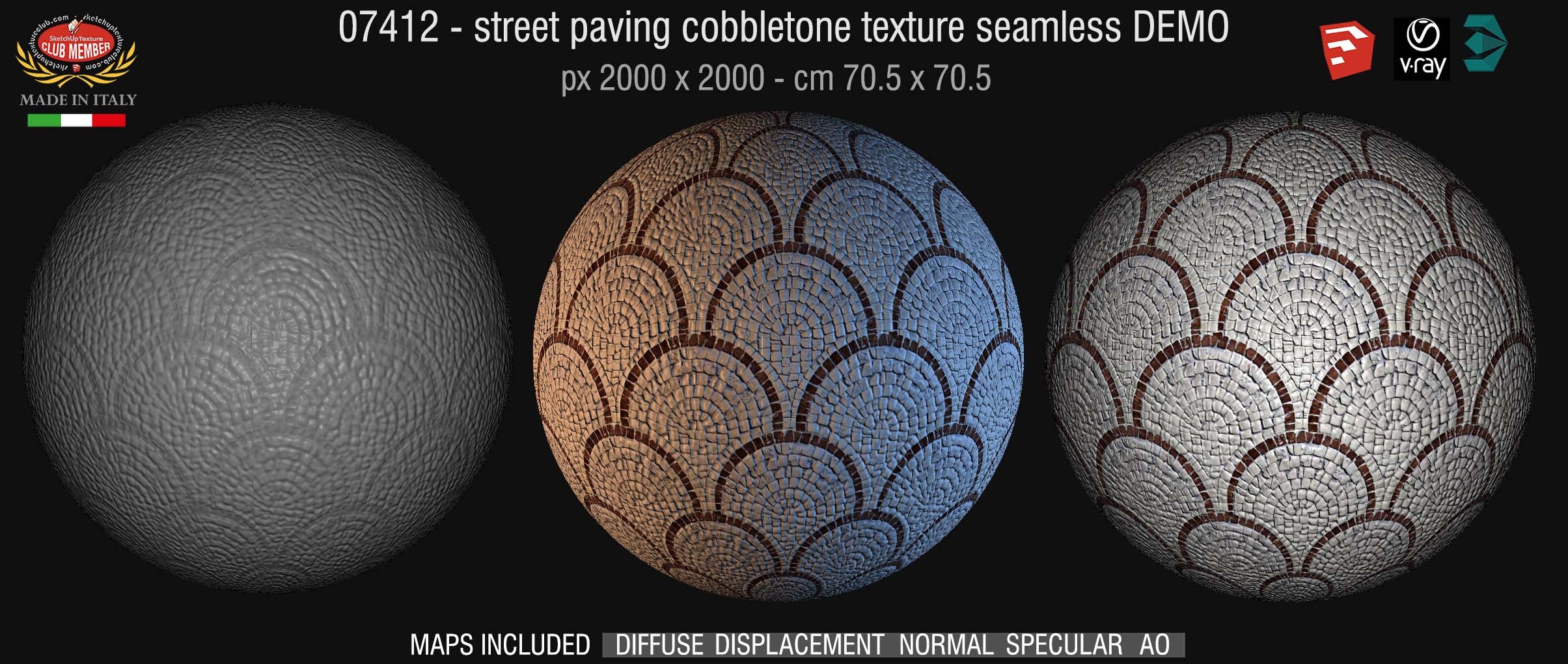 07412 HR Street paving cobblestone texture + maps DEMO