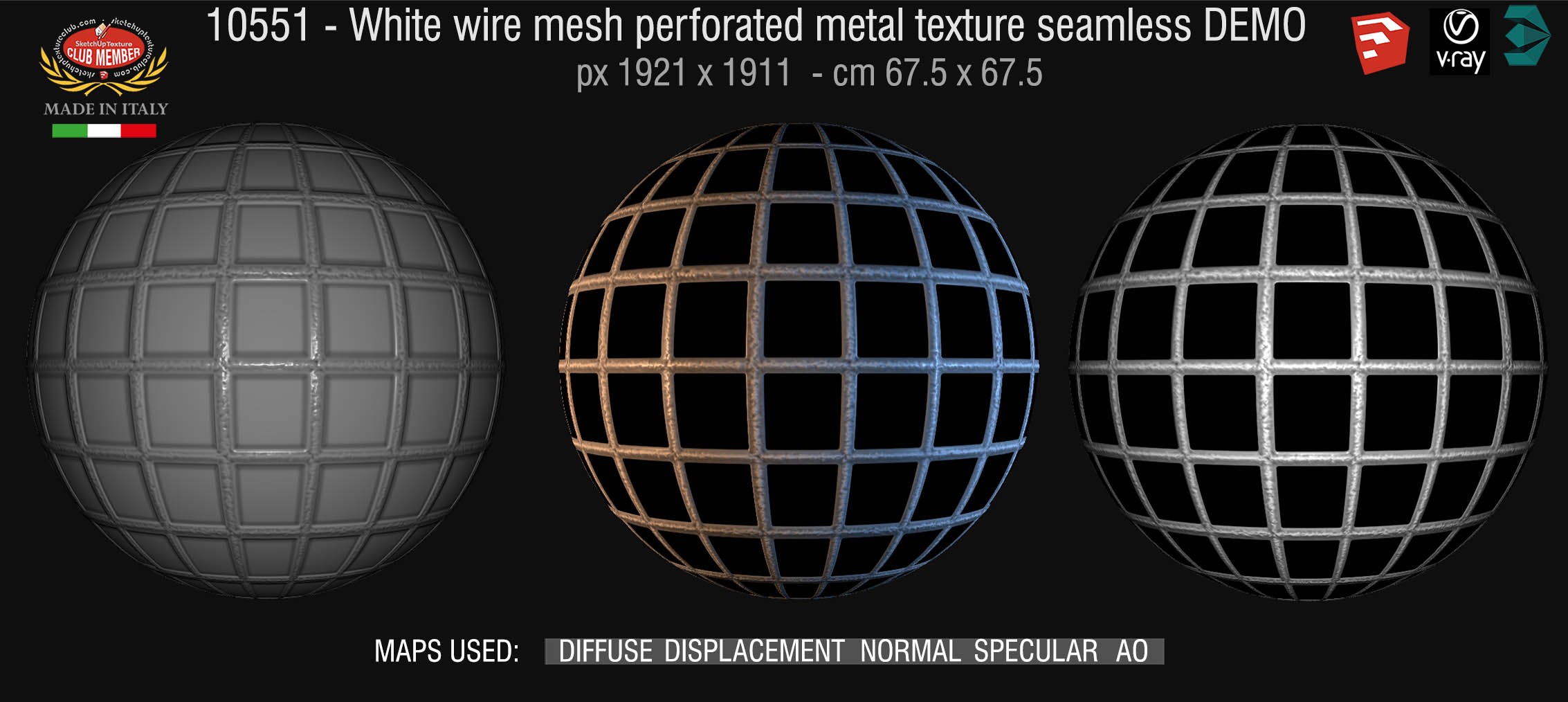 10551 HR White wiew mesh perforate metal texture seamless + maps DEMO