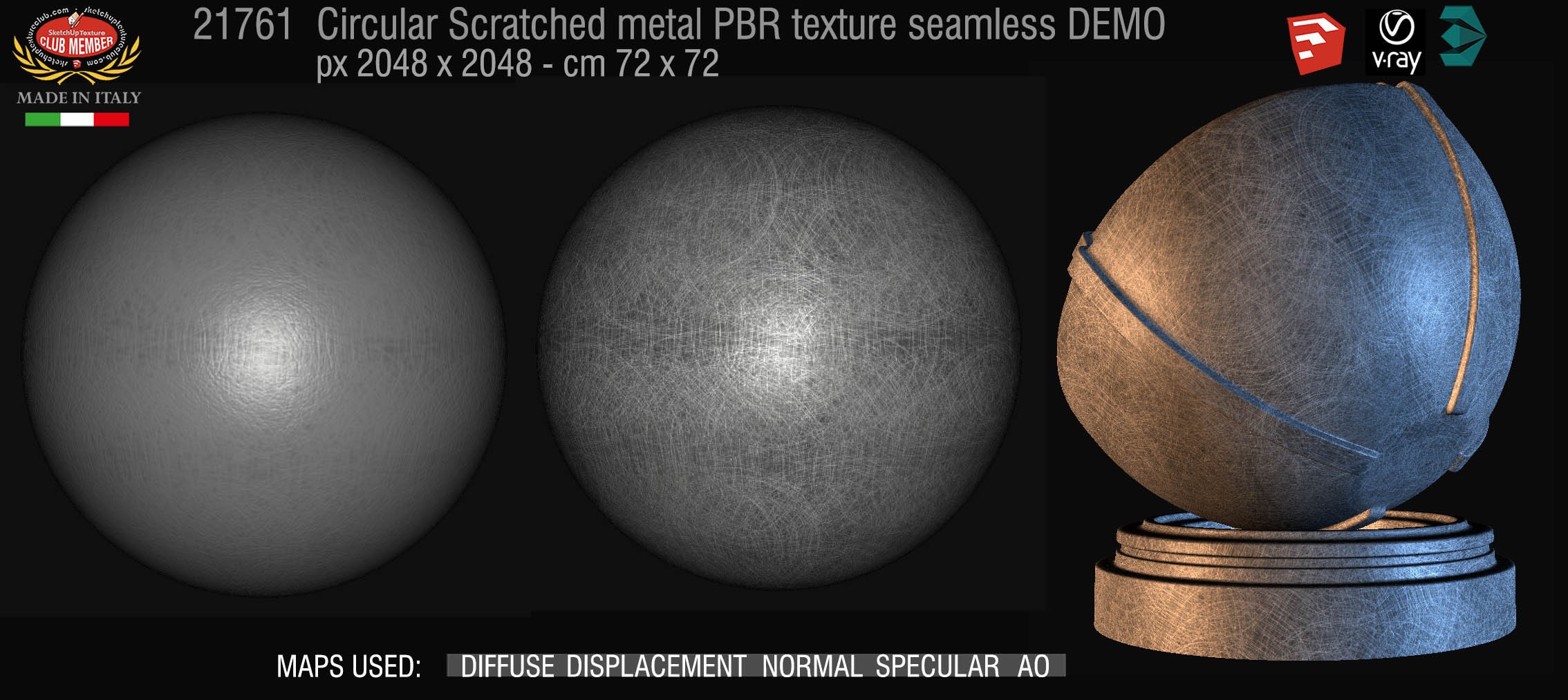 21761 Circular Scratched metal PBR texture seamless DEMO