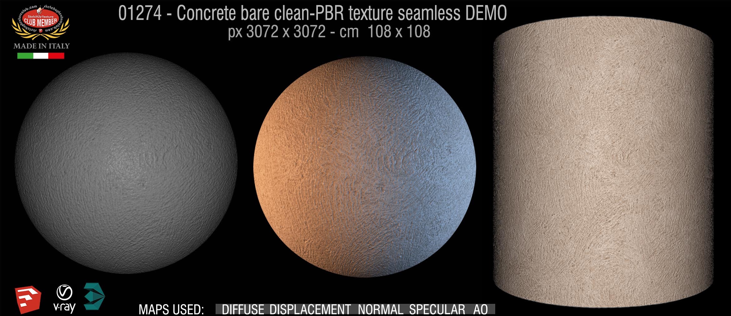 01271 Concrete bare clean-PBR texture seamless DEMO
