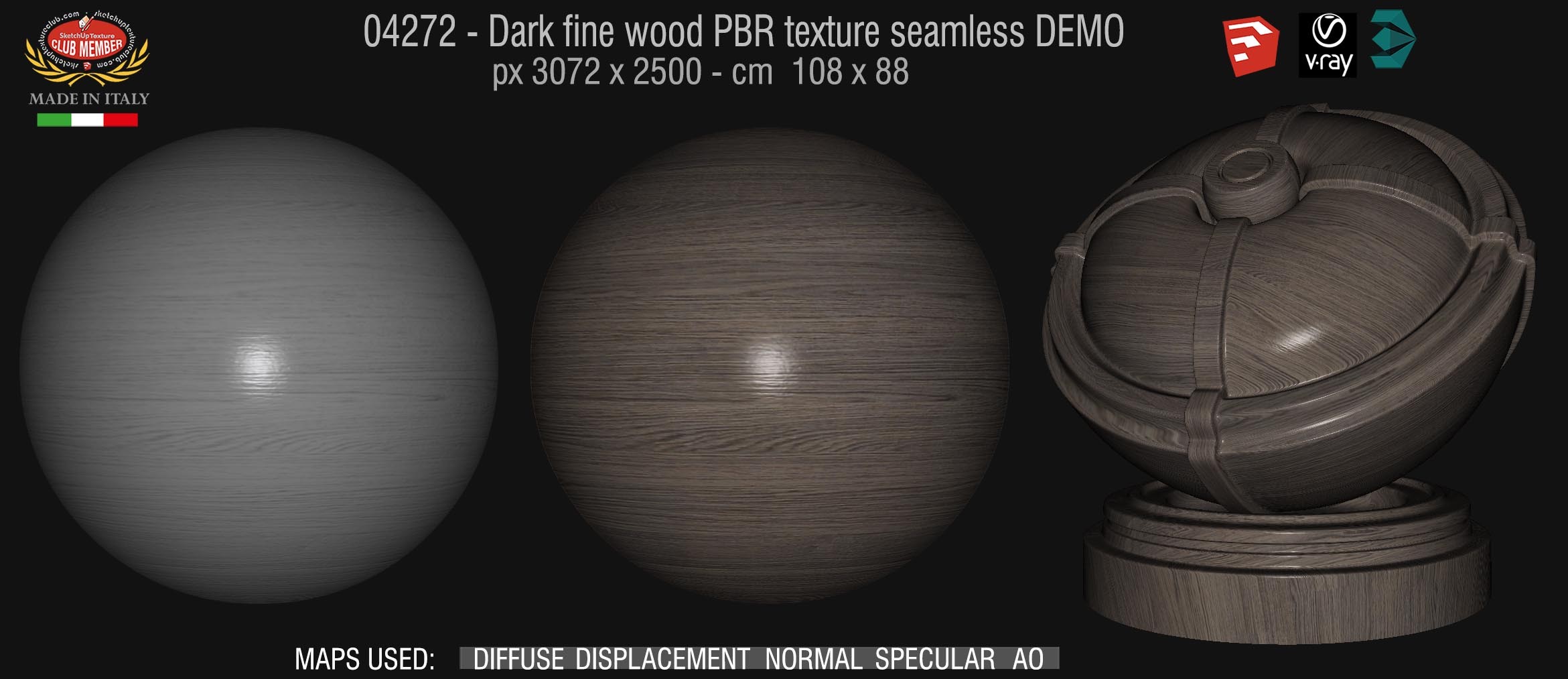 04272 Dark fine wood PBR texture seamless DEMO