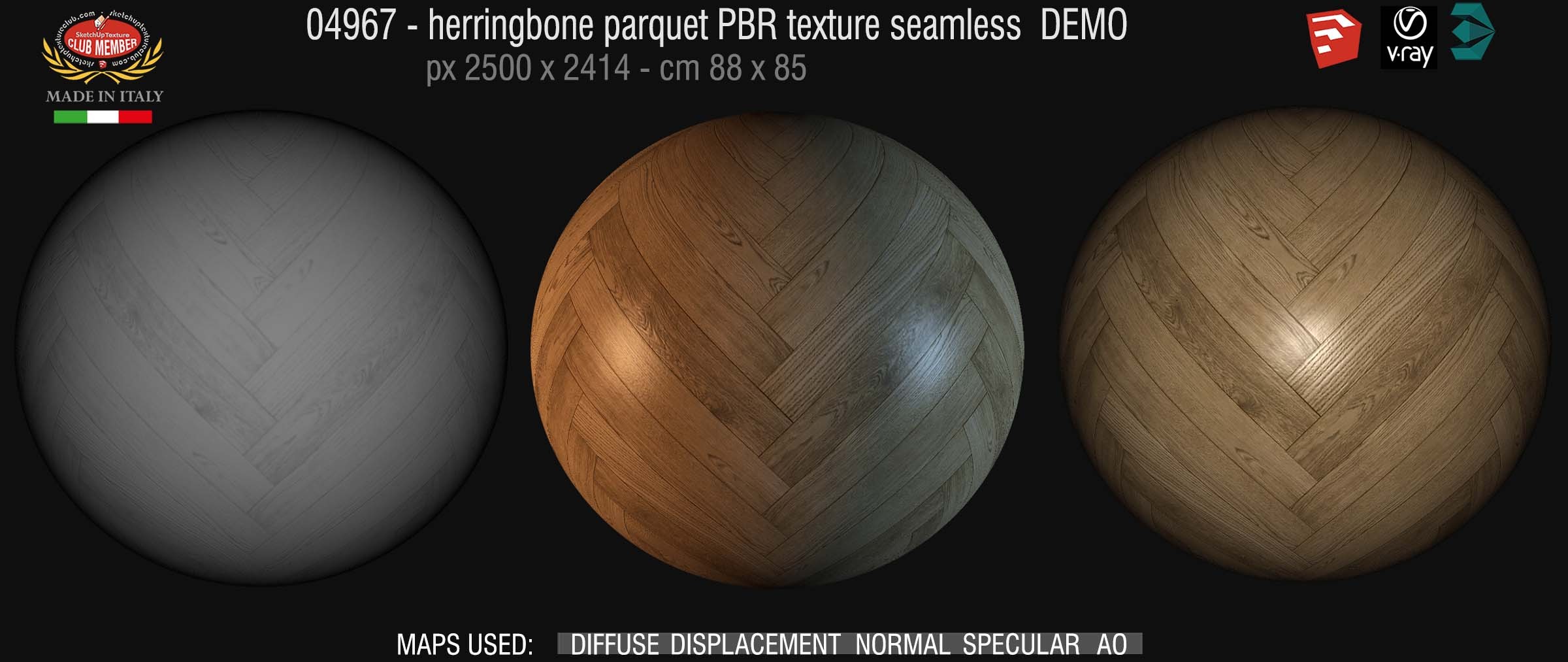 04967 Herringbone parquet PBR texture seamless DEMO