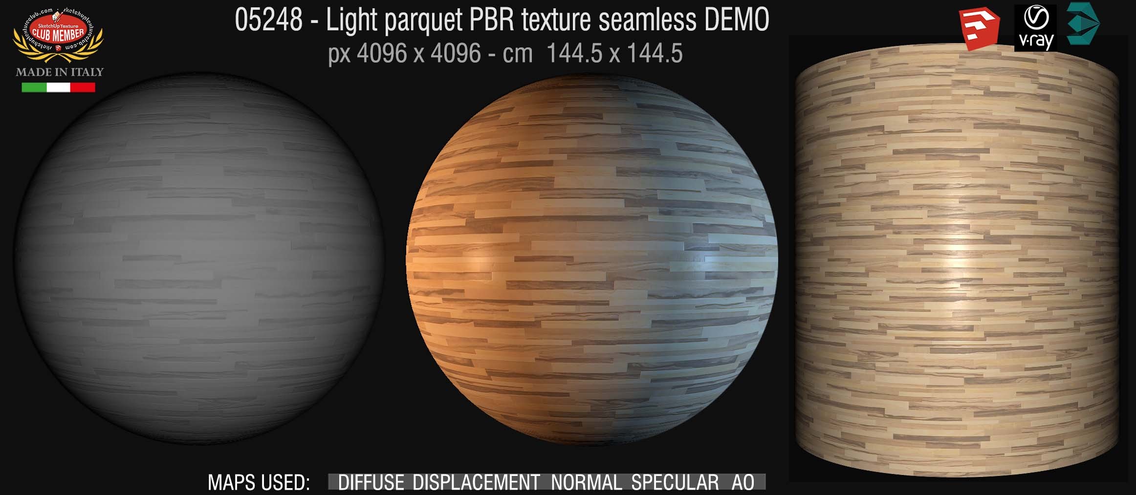 05248 Light parquet PBR texture seamless DEMO