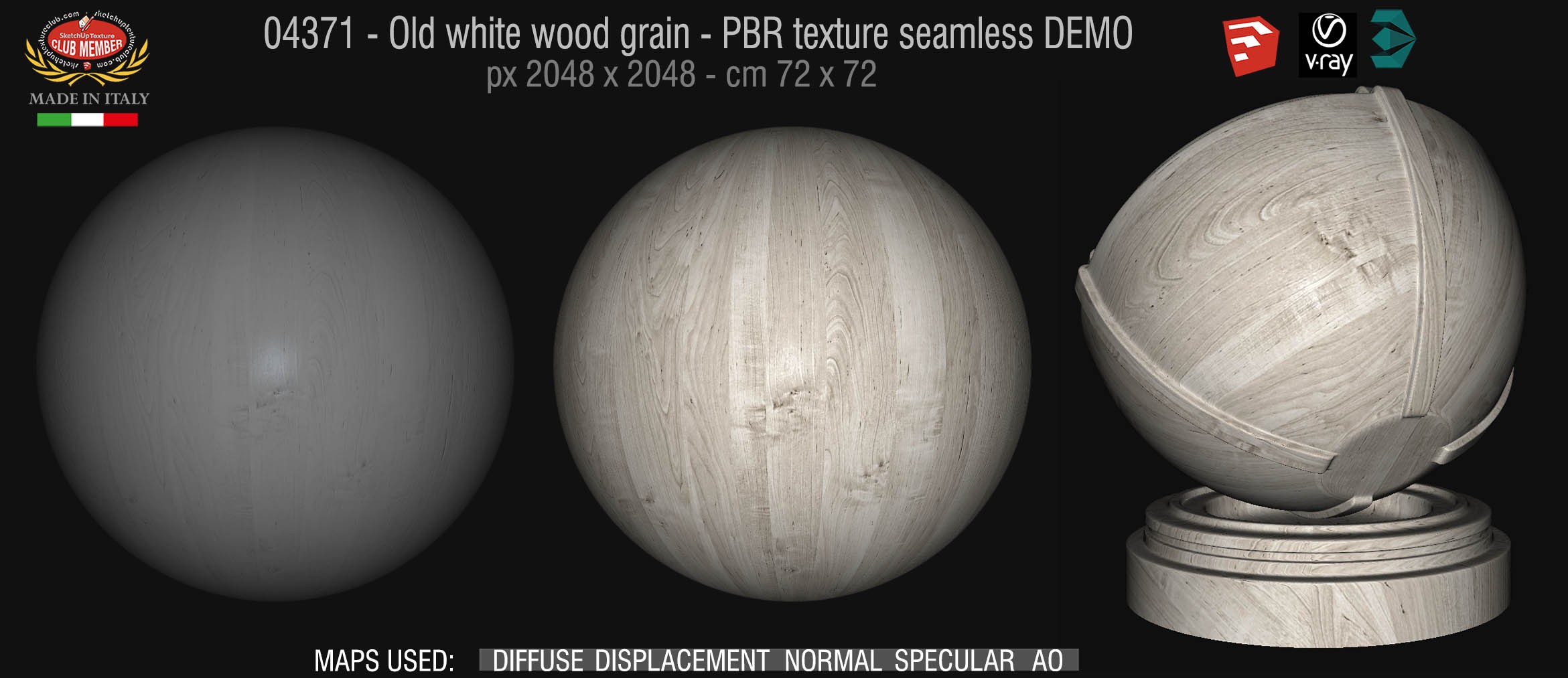 04371 Old white wood grain - PBR texture seamless DEMO