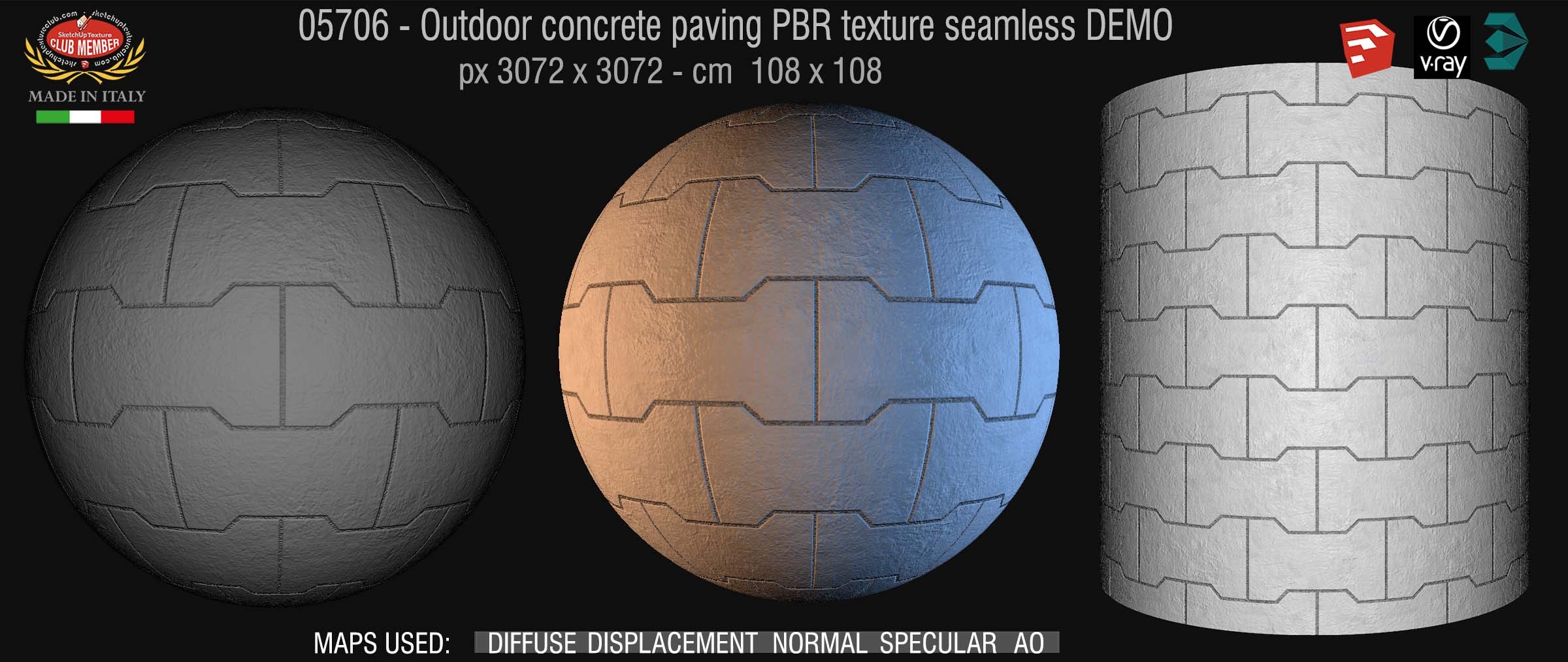 05706 Outdoor concrete Paving PBR texture seamless DEMO