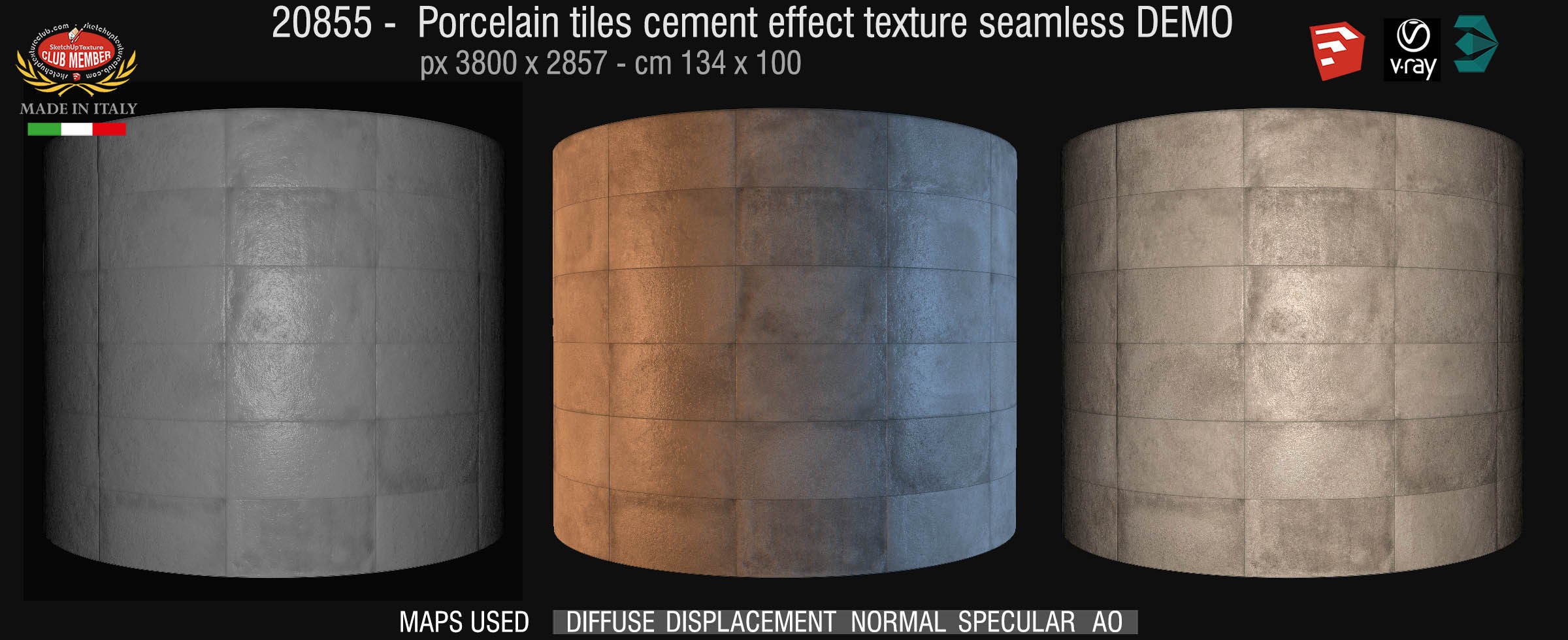 20855 Porcelain tiles cement effect texture seamless + maps DEMO