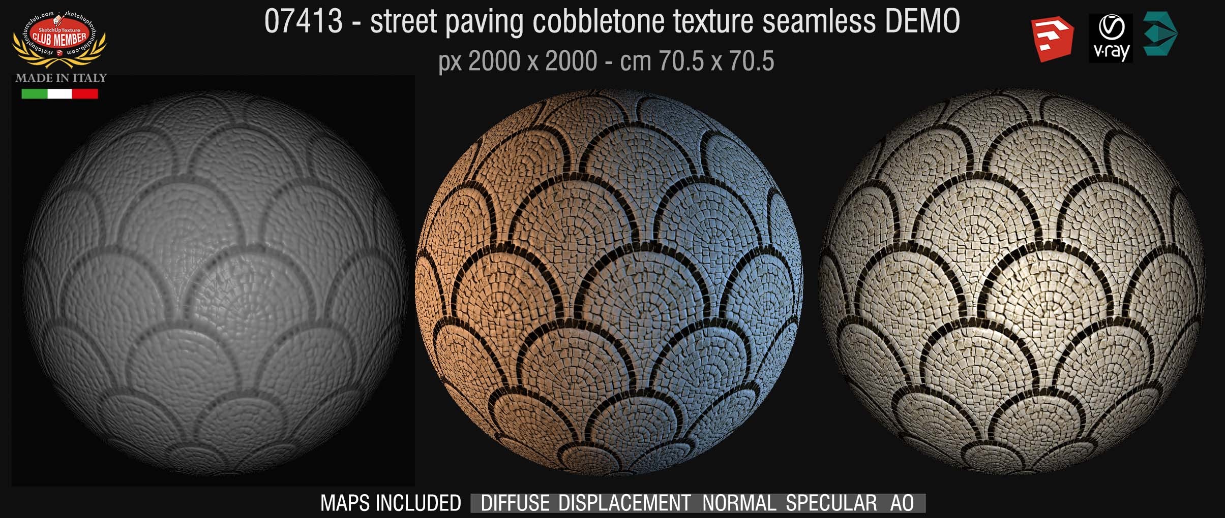 07413 HR Street paving cobblestone texture + maps DEMO