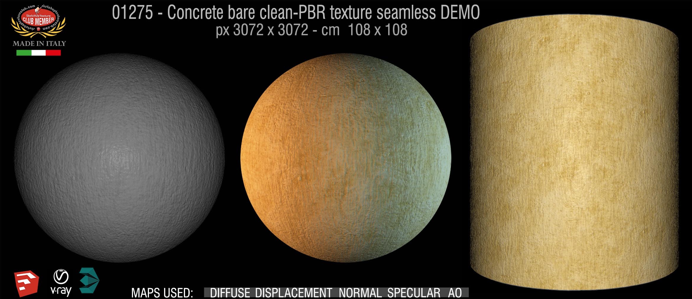 01275 Concrete bare clean-PBR texture seamless DEMO