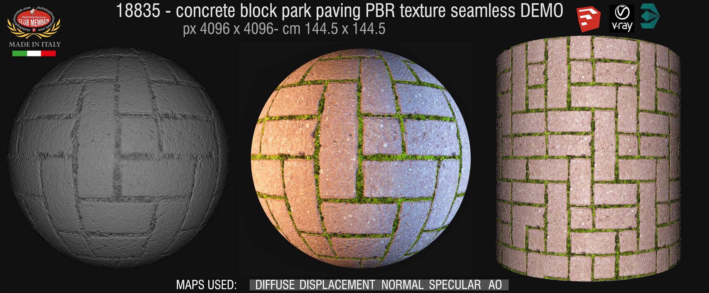 18835 Concrete block park paving PBR texture seamless