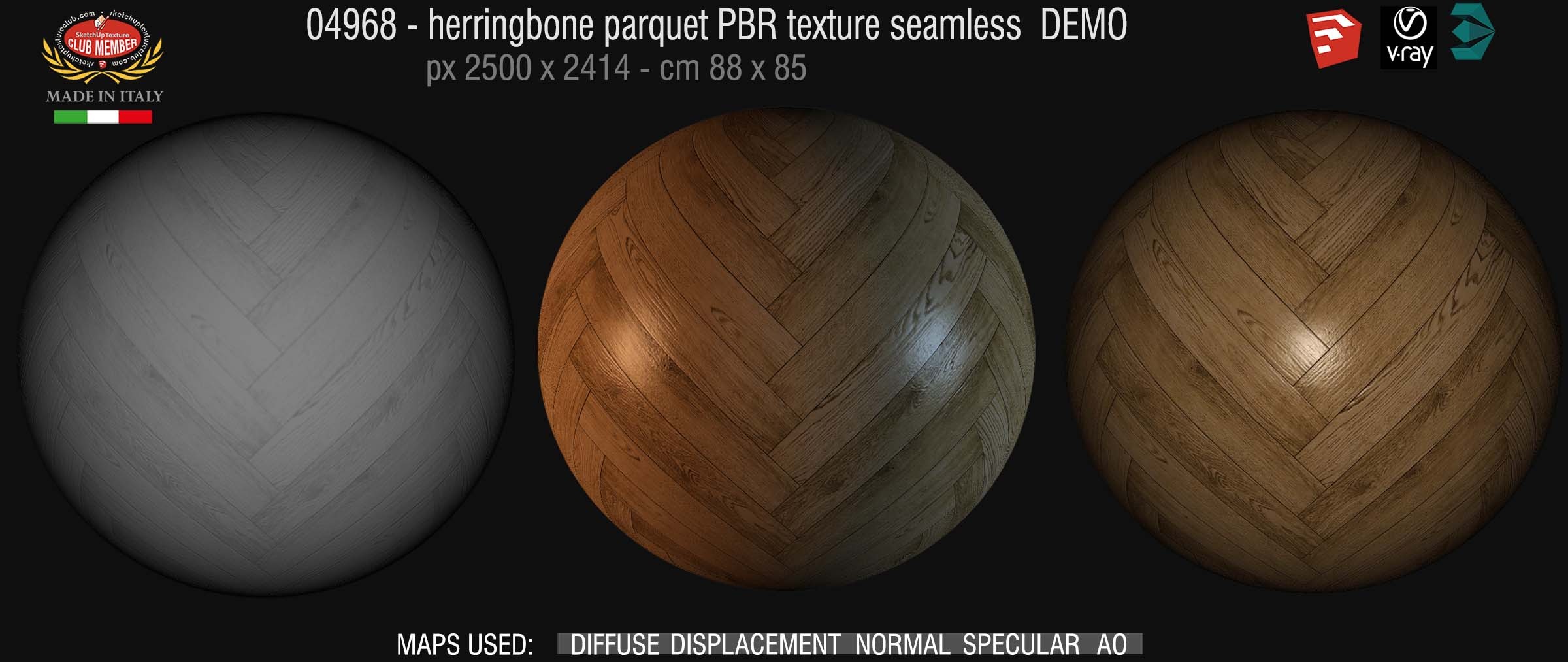 04968 Herringbone parquet PBR texture seamless DEMO