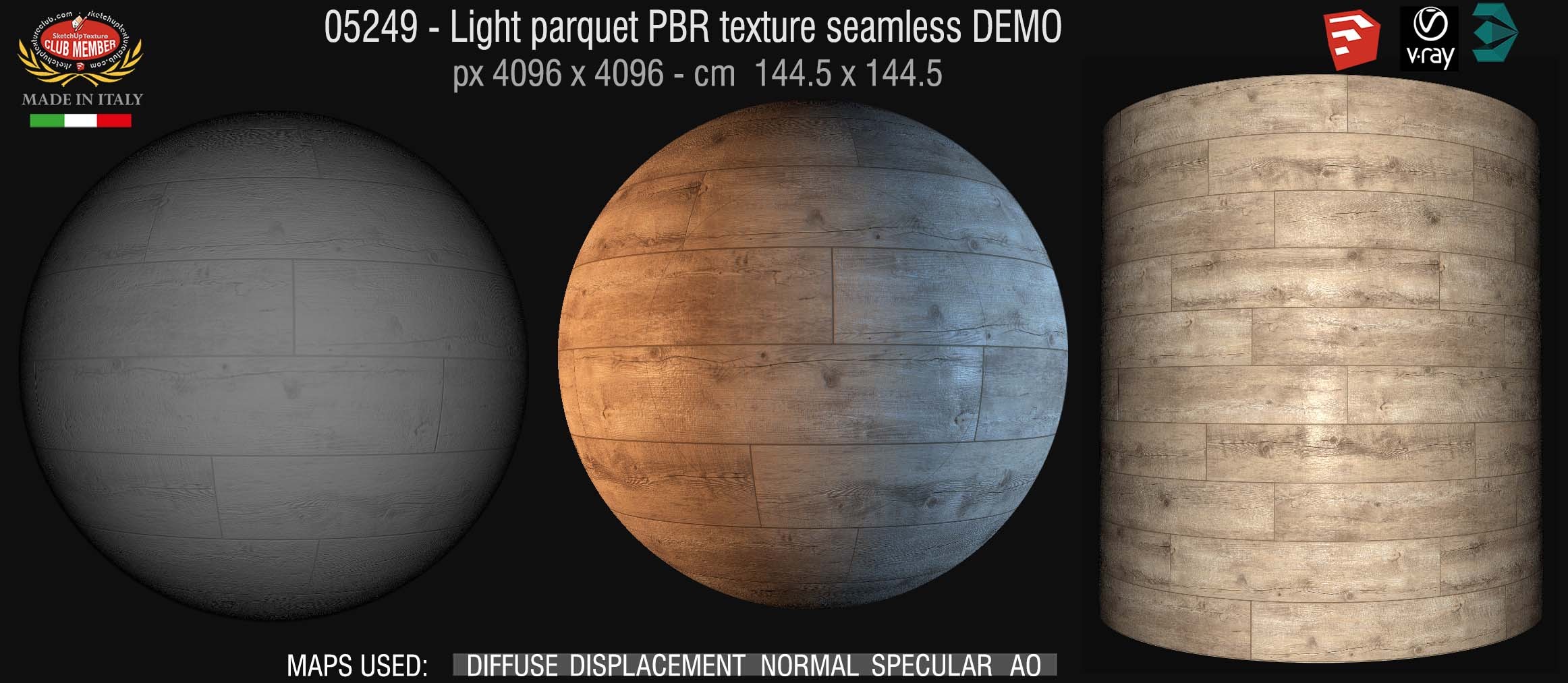 05249 Light parquet PBR texture seamless DEMO