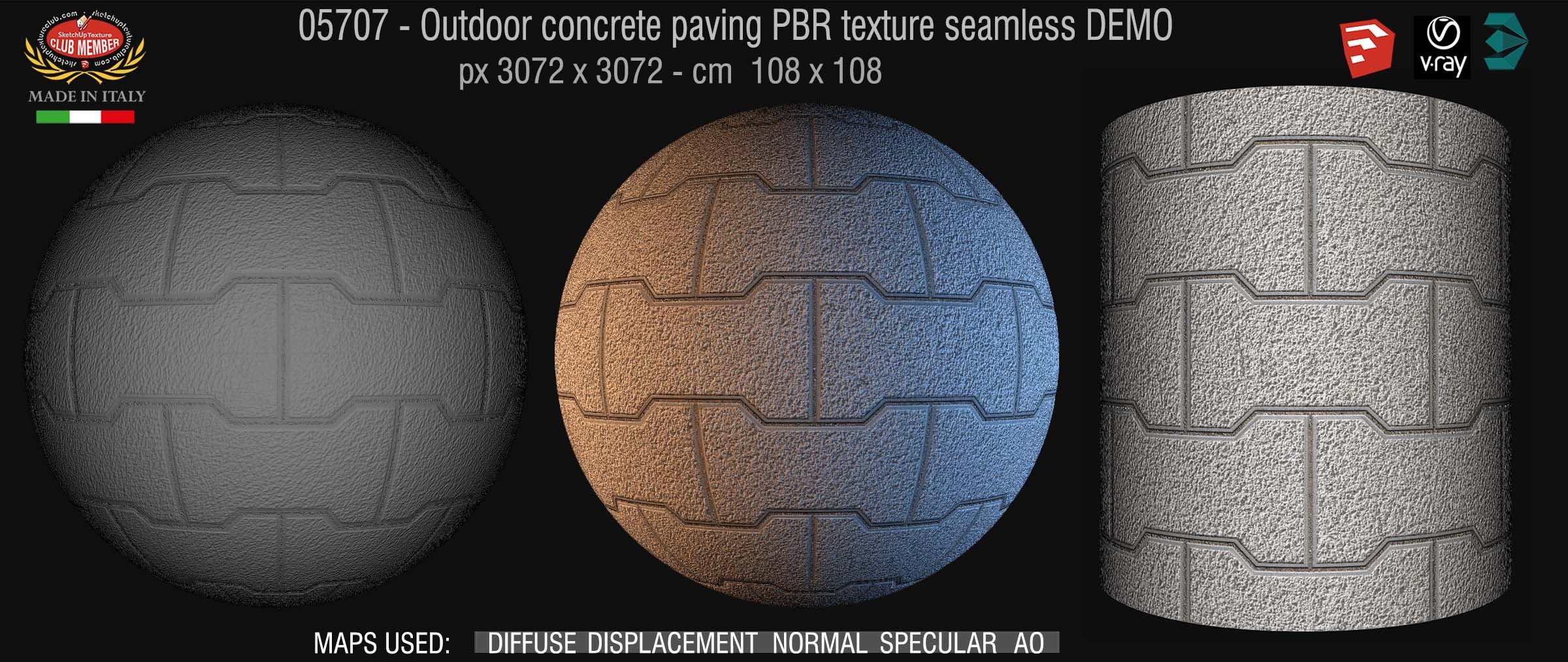 05707 Outdoor concrete Paving PBR texture seamless DEMO