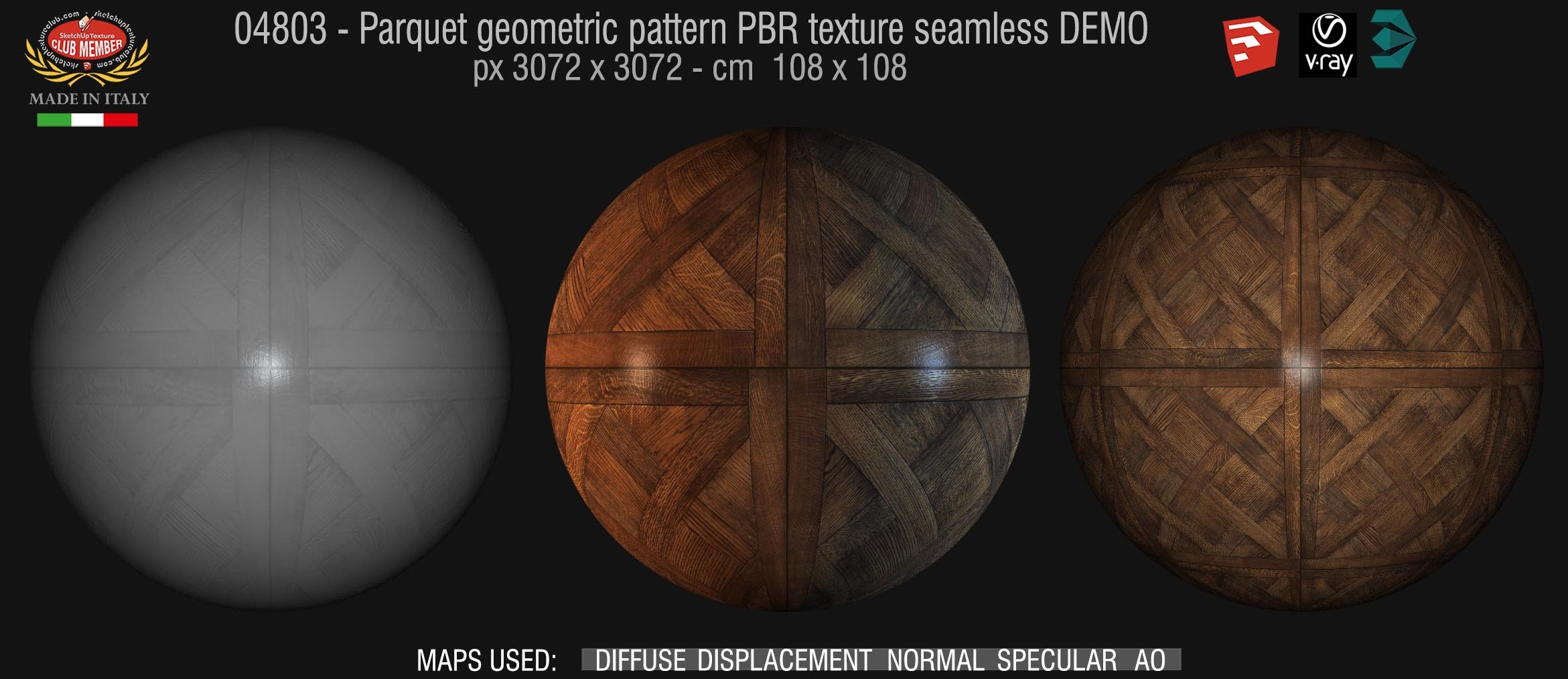 04803 Parquet geometric pattern PBR texture seamless DEMO