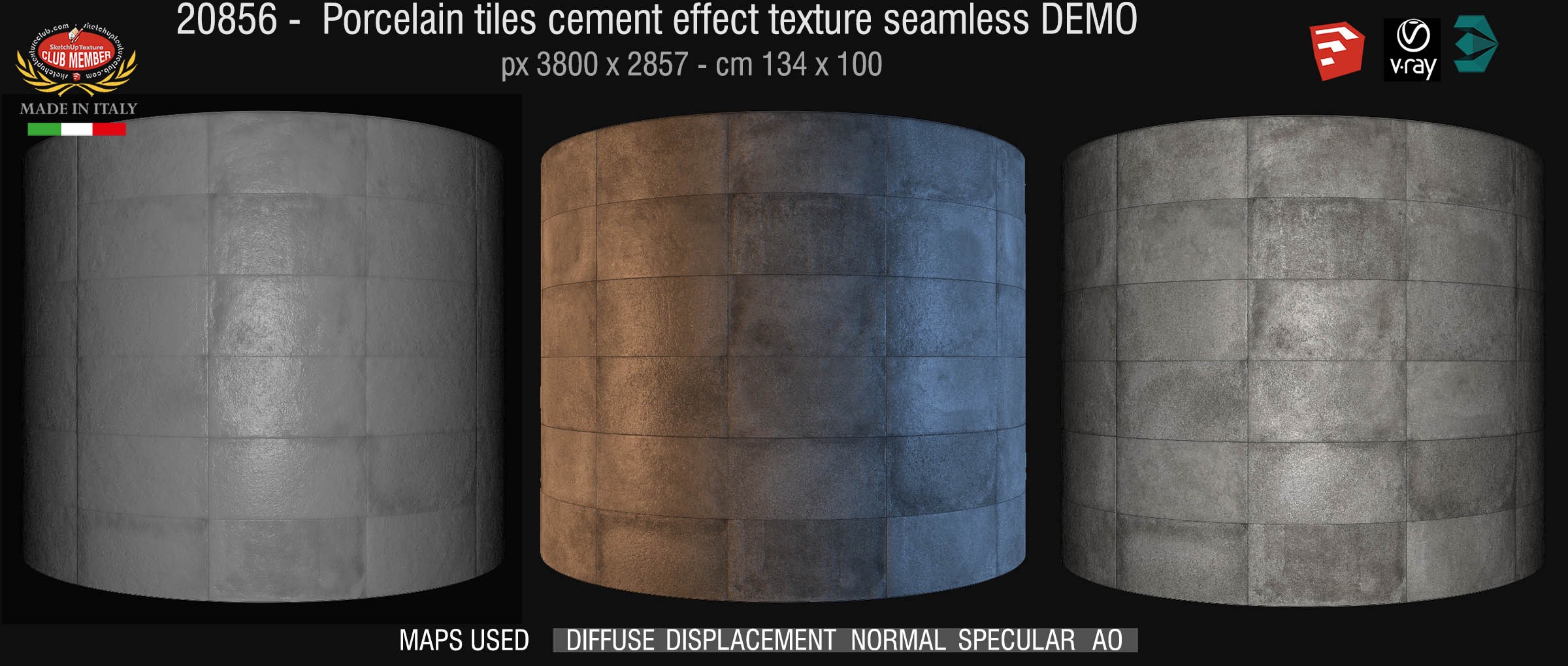 20856 HR Porcelain tiles cement effect texture seamless + maps DEMO