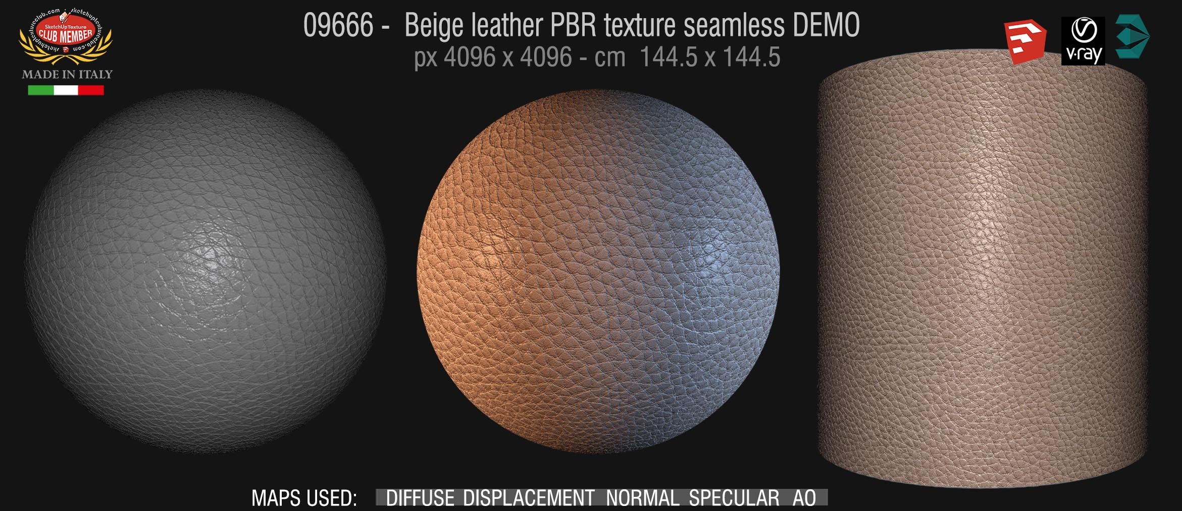 09666 Beige leather PBR texture seamless DEMO