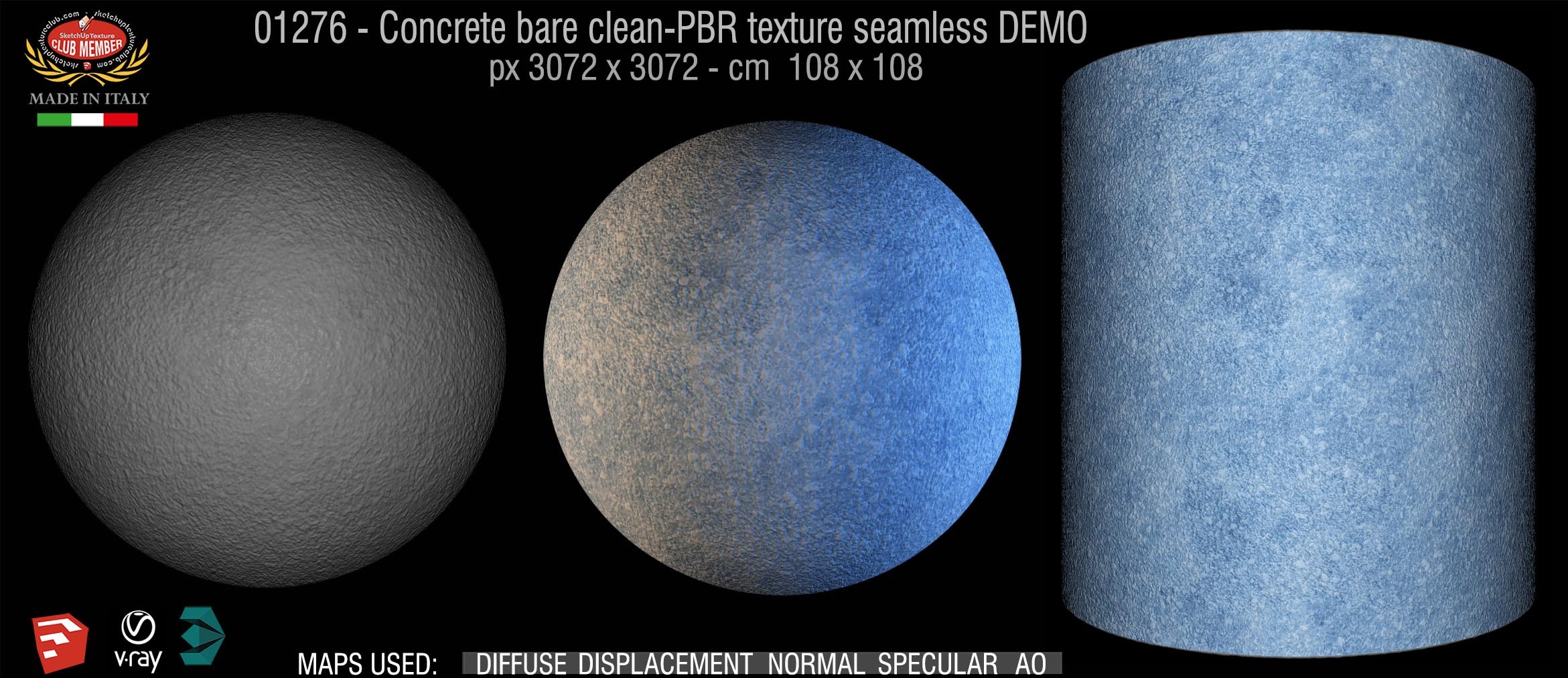 01276 Concrete bare clean-PBR texture seamless DEMO