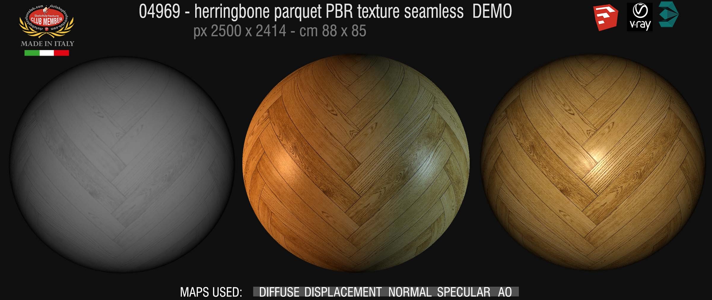 04969 Herringbone parquet PBR texture seamless DEMO