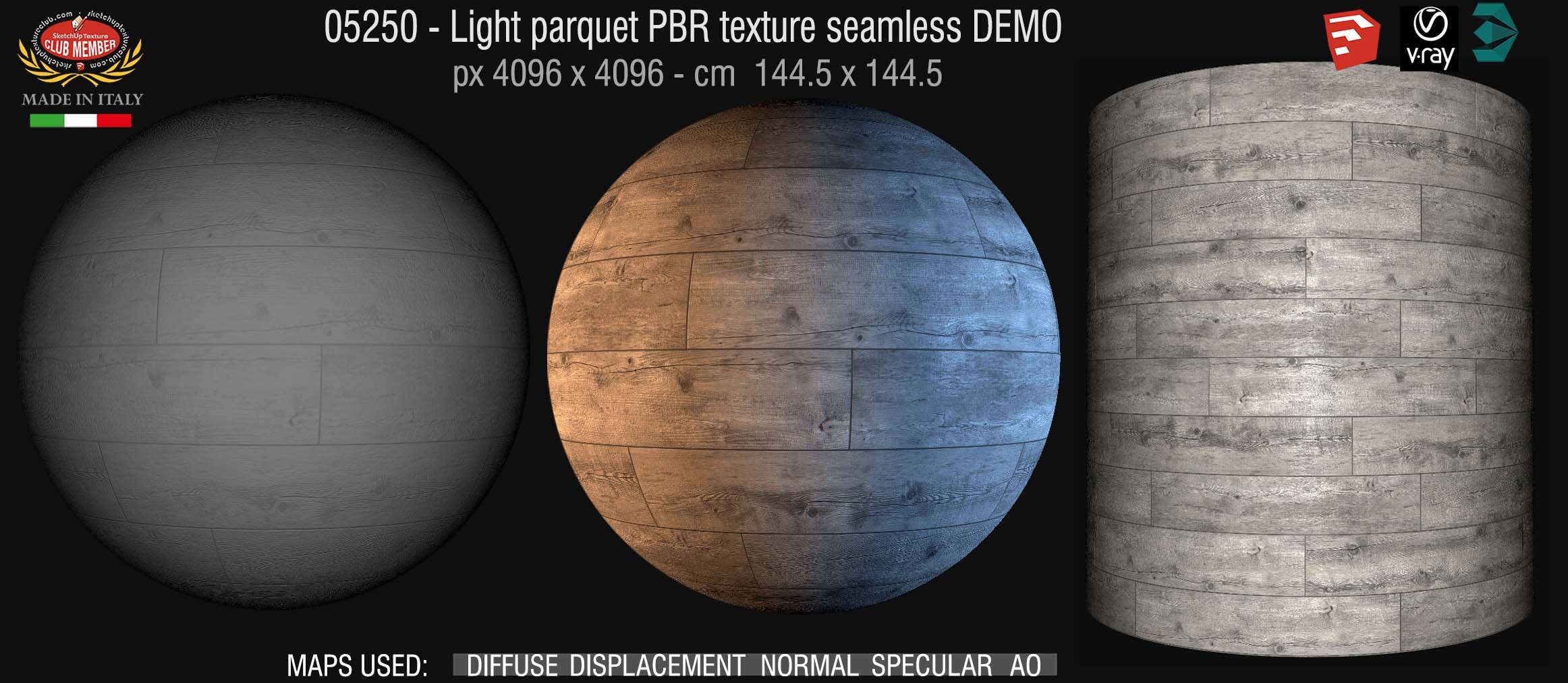 05250 Light parquet PBR texture seamless DEMO