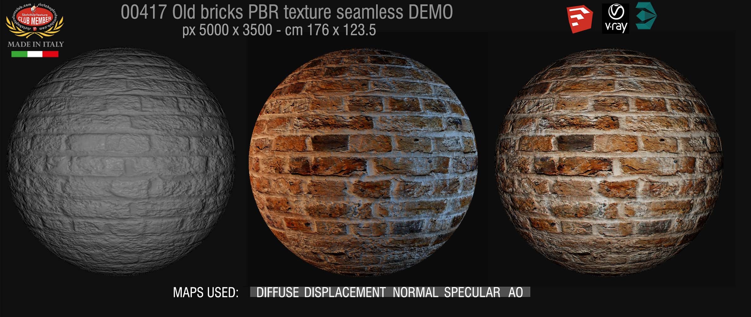 00147 Old bricks PBR texture seamless DEMO