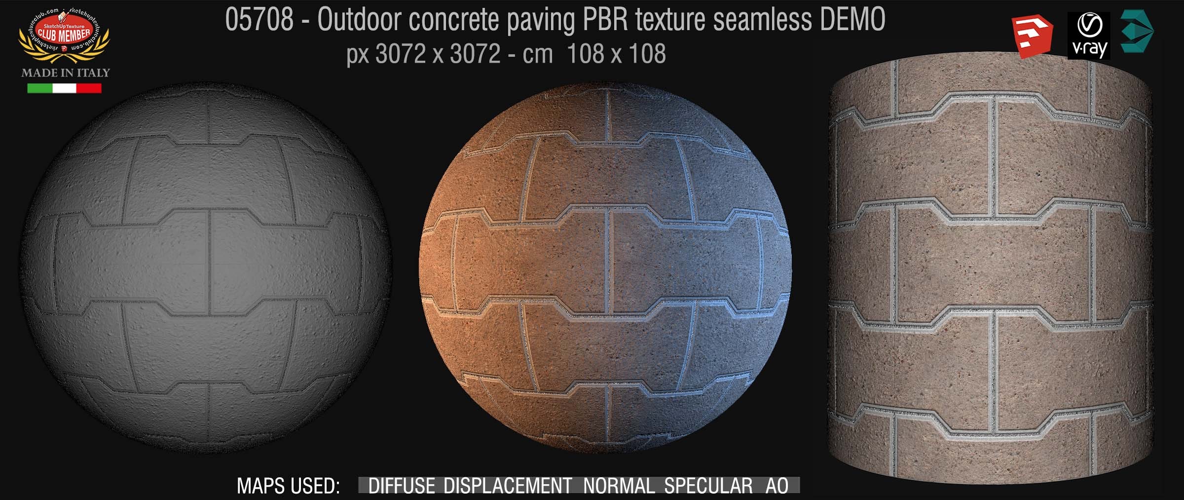 05708 Outdoor concrete Paving PBR texture seamless DEMO