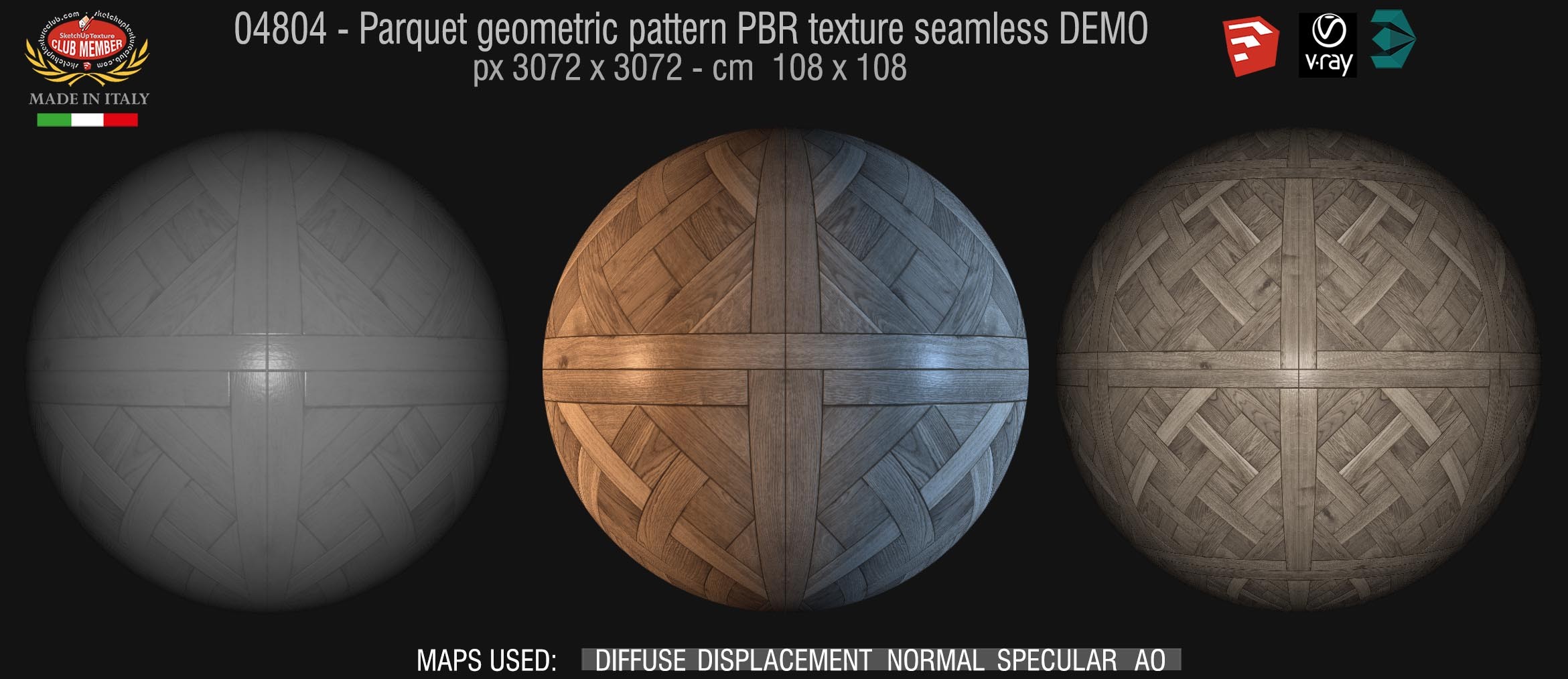 04804 Parquet geometric pattern PBR texture seamless DEMO