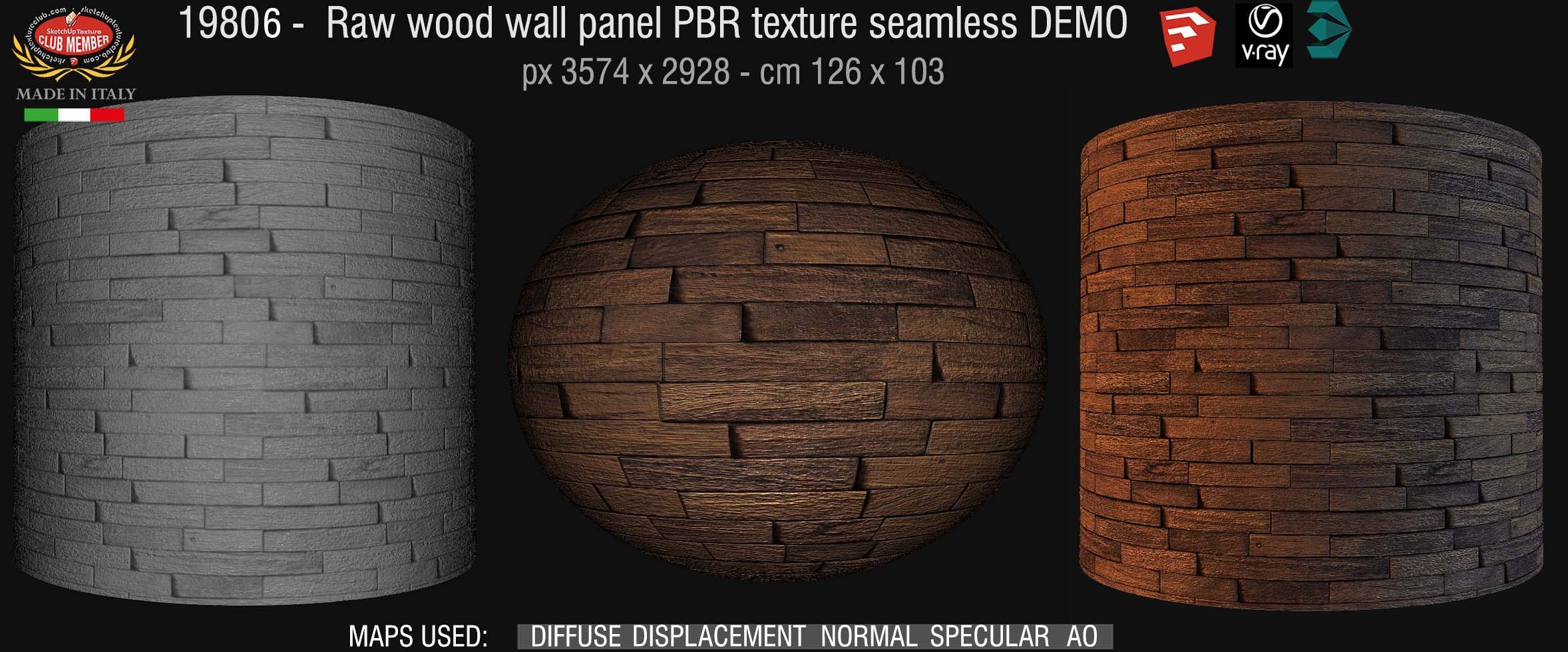 19806 raw wood wall panels PBR texture seamless demo