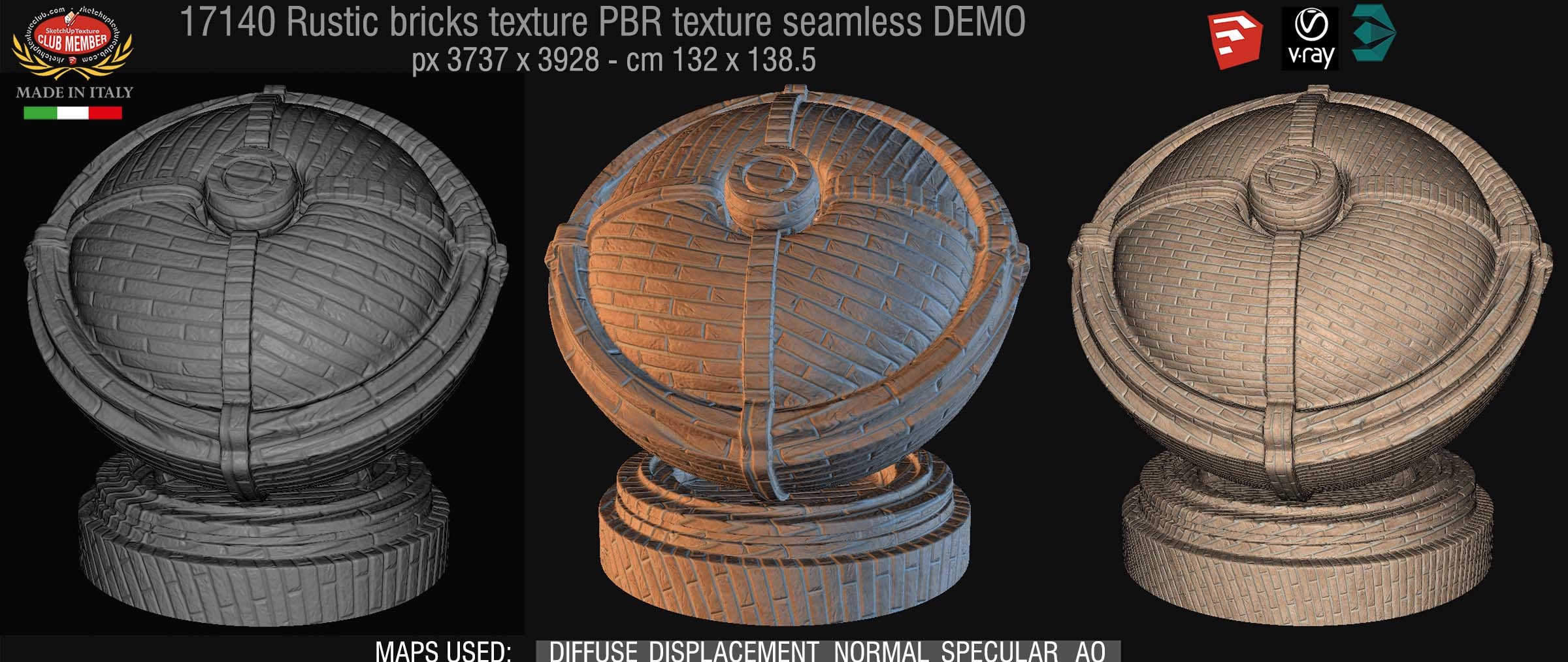 17140 Rustic bricks PBR texture seamless DEMO