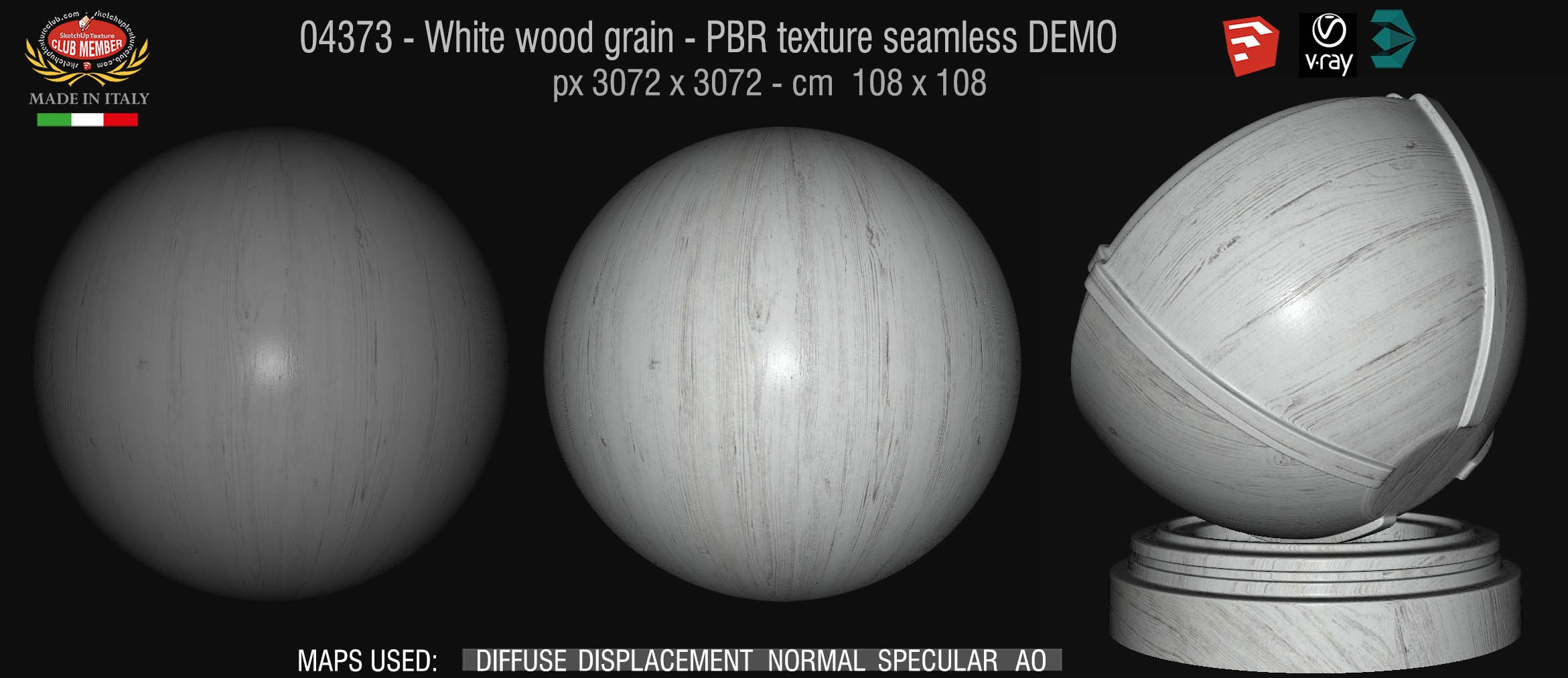 04373 White wood grain - PBR texture seamless DEMO