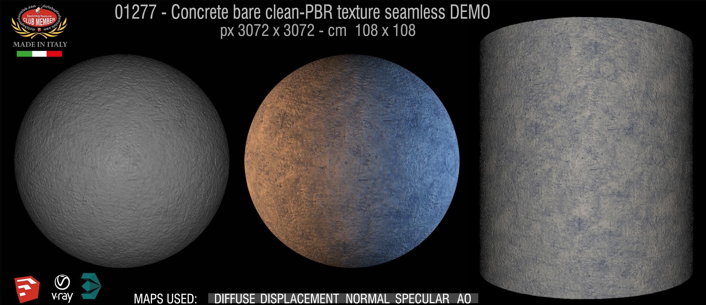 01277 Concrete bare clean-PBR texture seamless DEMO