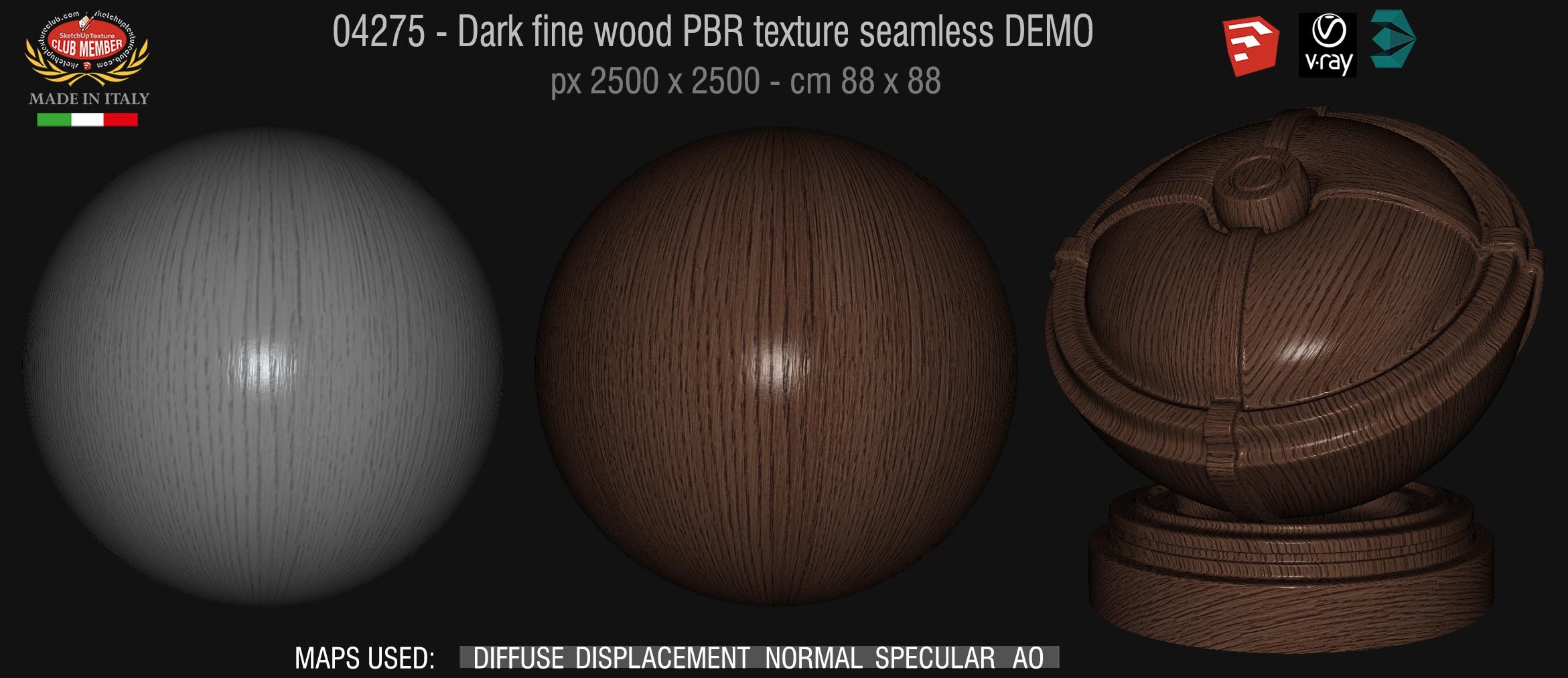 04275 Dark fine wood PBR texture seamless DEMO