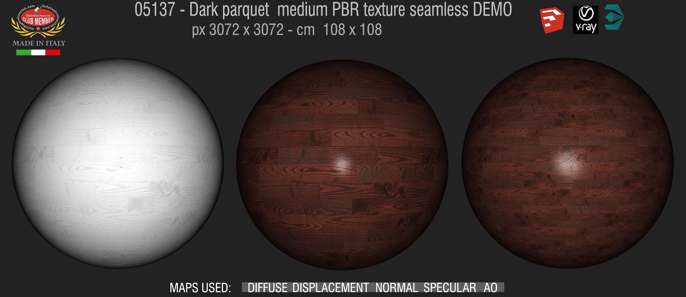 05137 Dark parquet PBR texture seamless DEMO