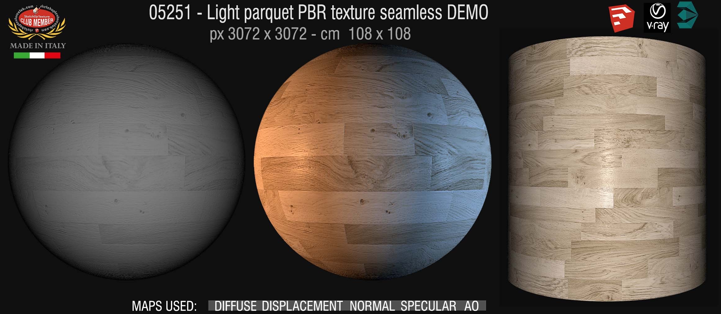 05251 Light parquet PBR texture seamless DEMO